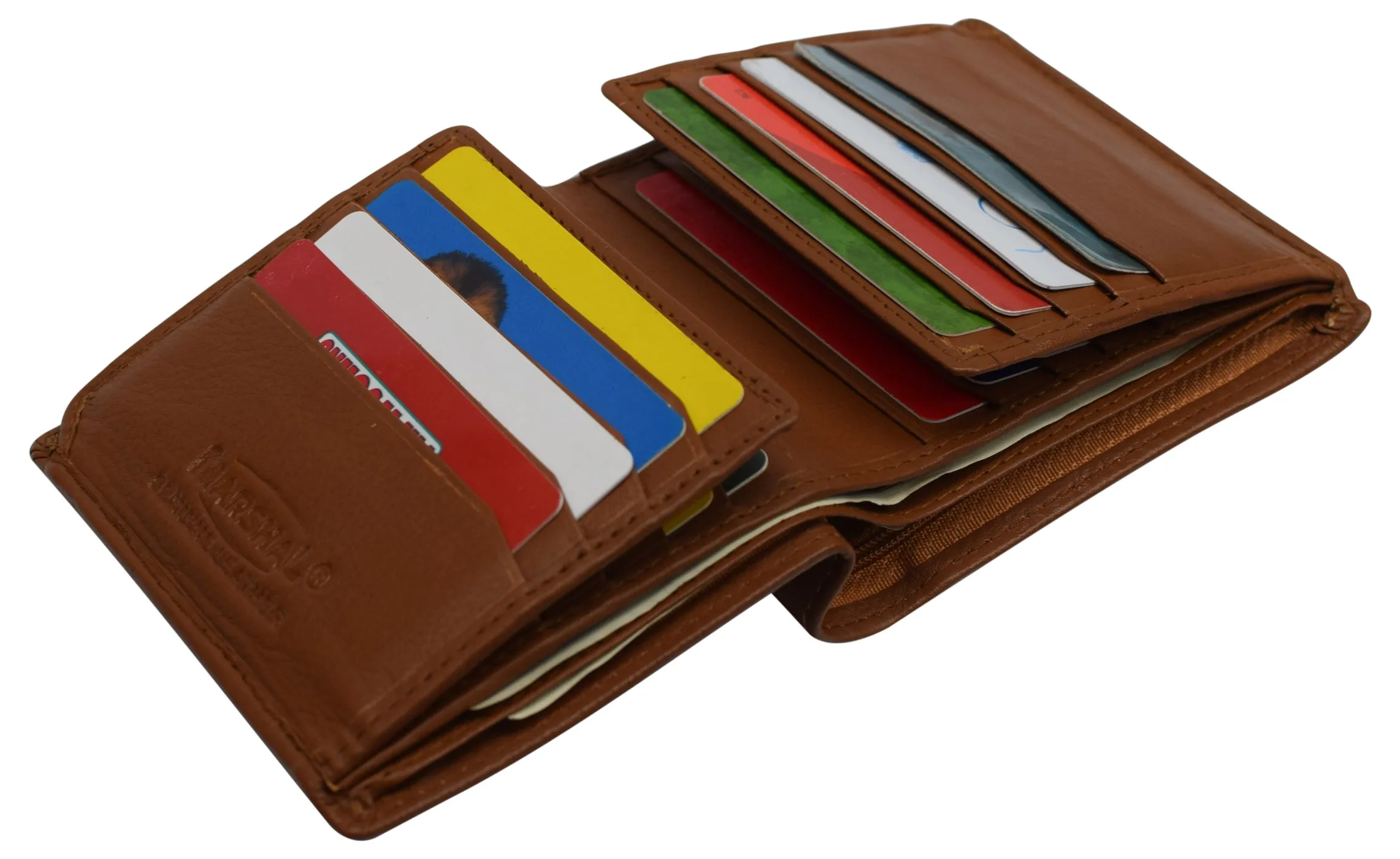 RFID Blocking Hipster Bifold Dual Genuine Leather Men's Wallet 632192