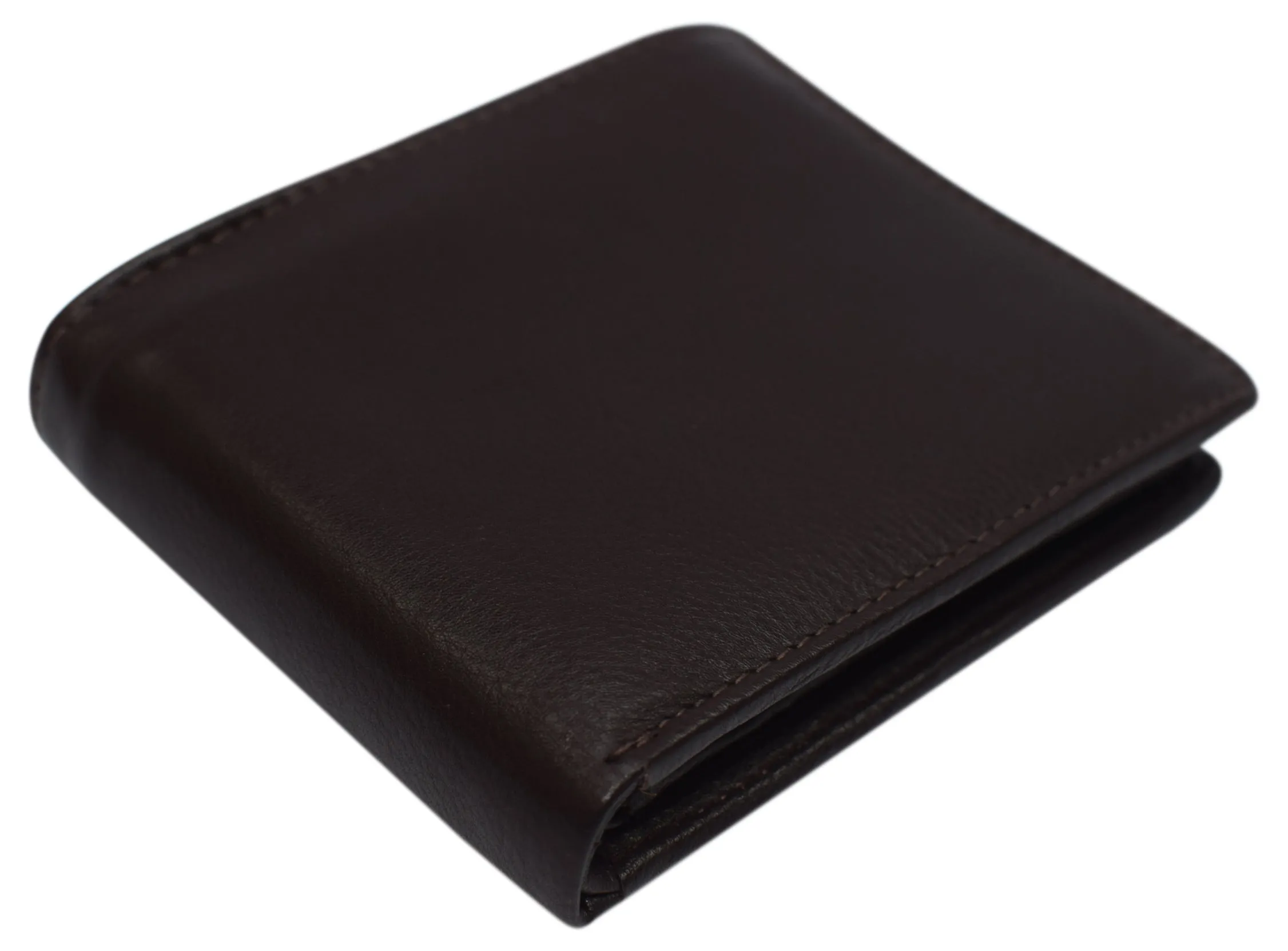 RFID Blocking Men's Double Center Flap Bifold Genuine Leather Wallet 631852