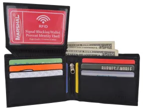 RFID Blocking Men's Leather ID Window Flap-Up Bifold Wallet / RFID533GT