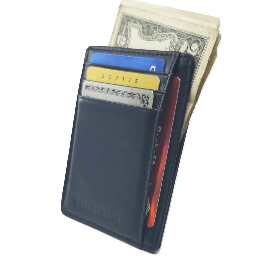 RFID Leather Card Holder with ID and Cash Pocket - DEC