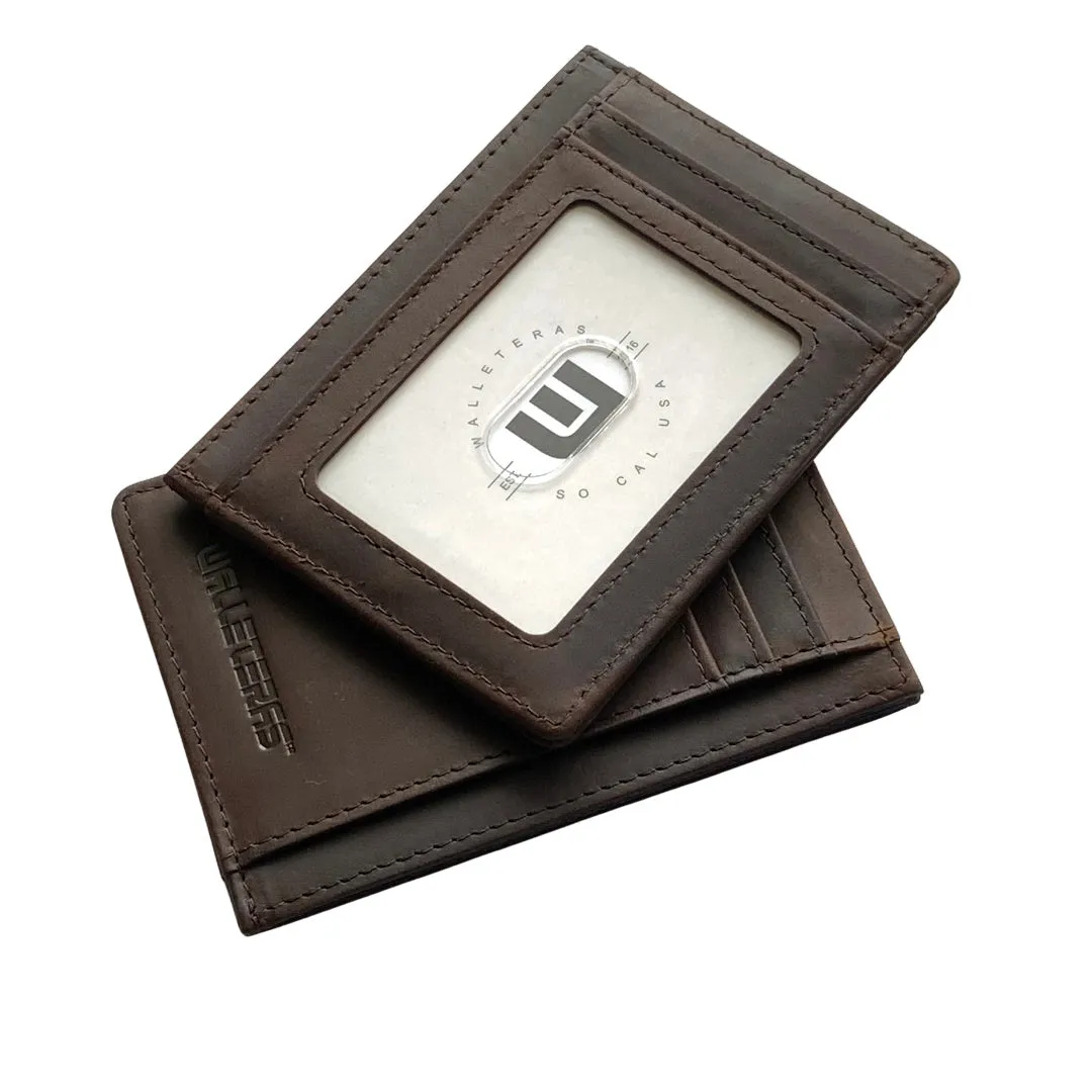 RFID Leather Card Holder with ID and Cash Pocket - DEC