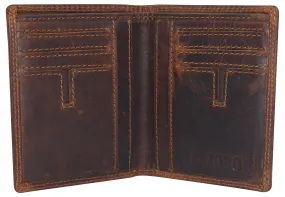 RFID610339RHU Vintage Leather Mens Slim Bifold Wallet RFID Blocking Credit Card Holder Wallets for Men