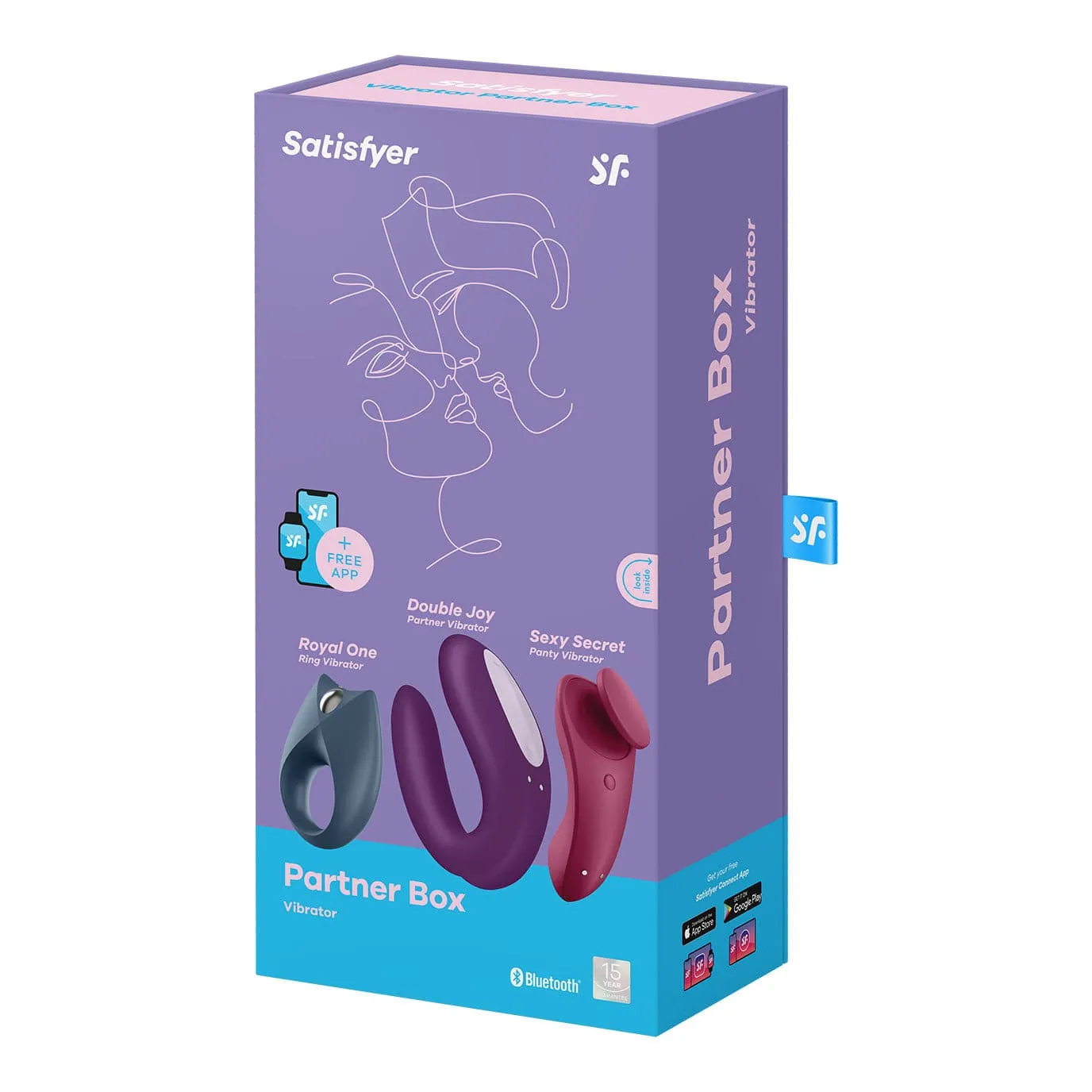 Satisfyer - Partner Box 3 App-Controlled Royal One, Sexy Secret and Double Joy Couple Set (Multi Colour)