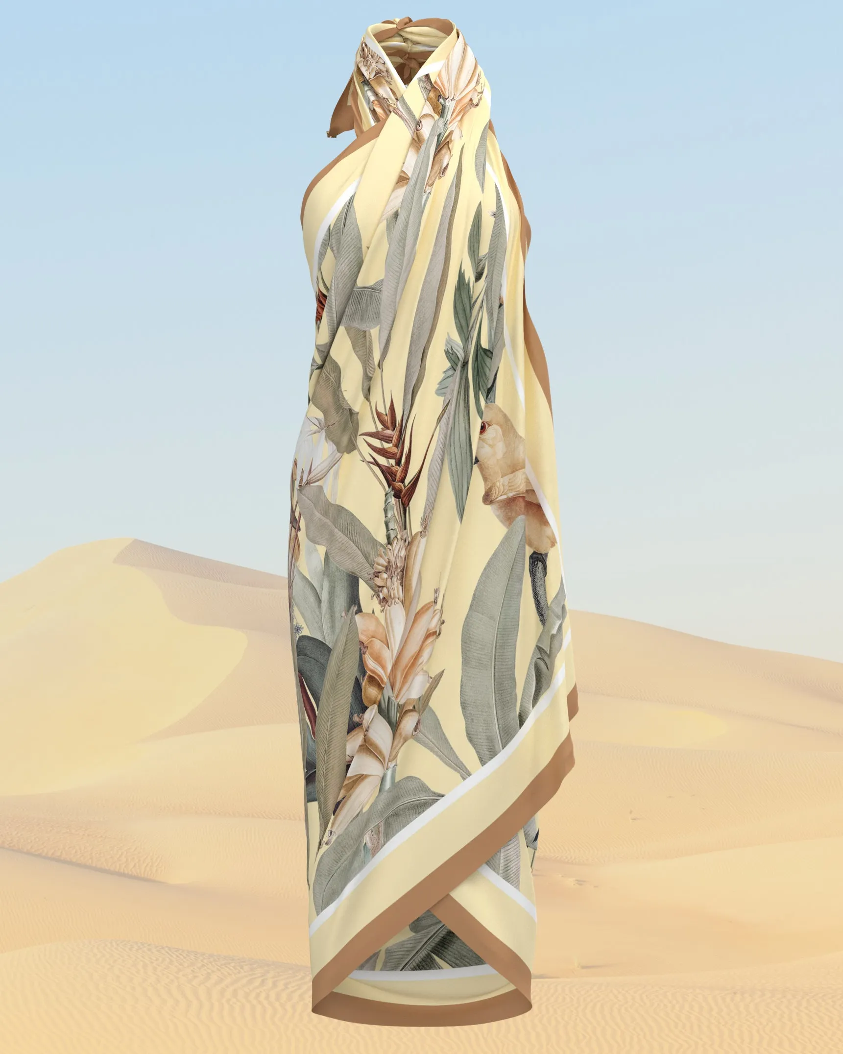 Savanna Silk-Cotton Pareo in Tropical Oasis Print