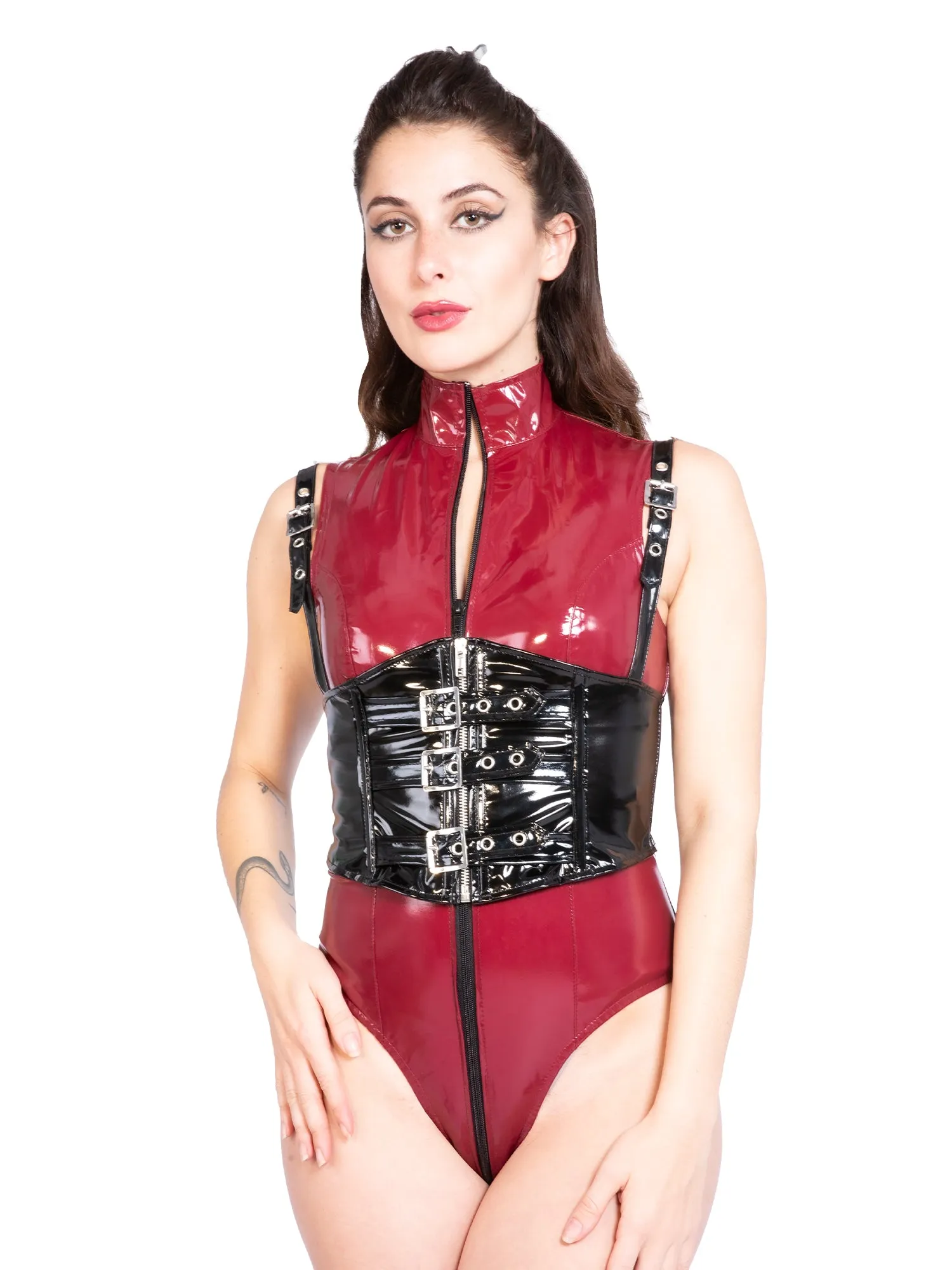 Secret Sale - Crimson PVC Waspie with Braces