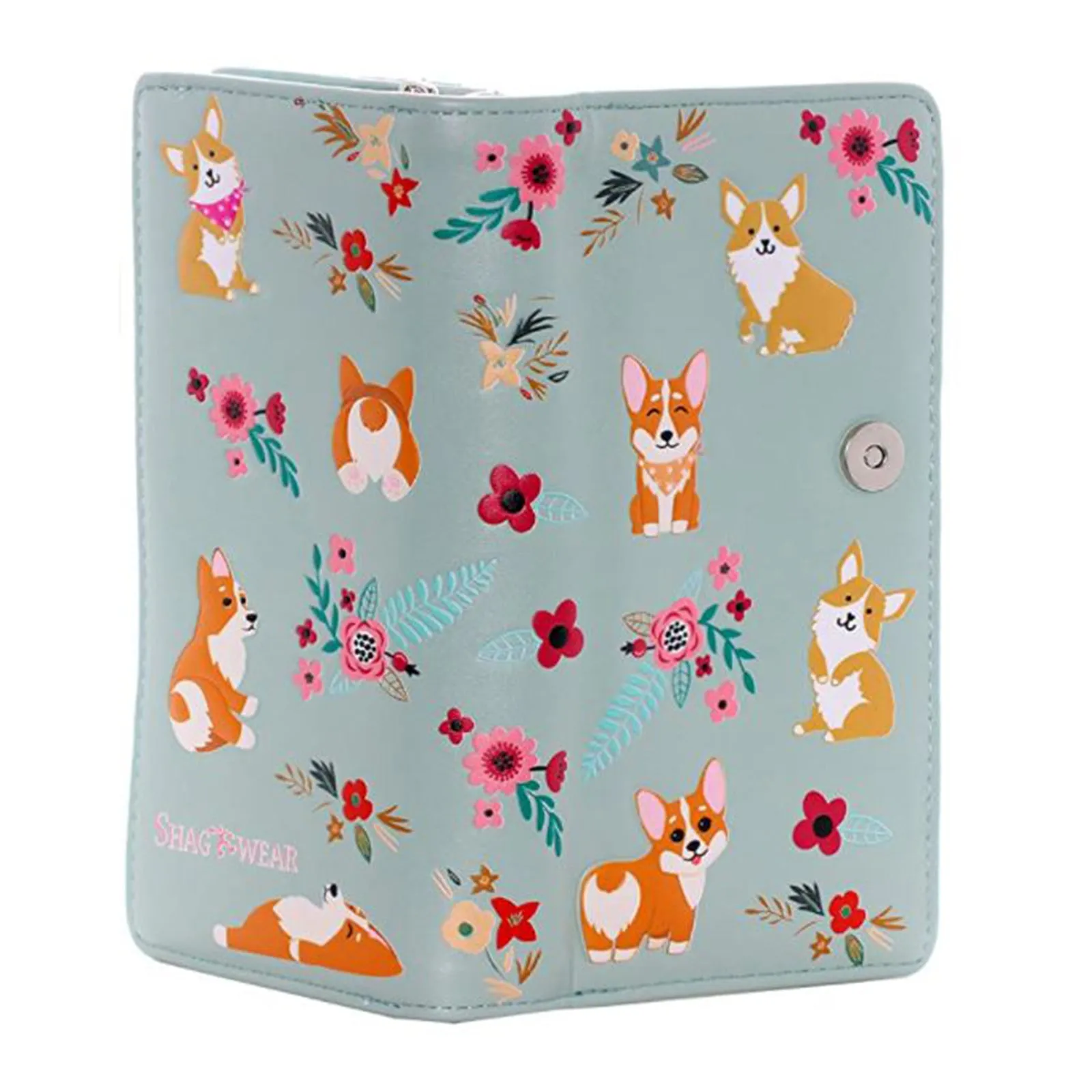 Shagwear Aqua Corgi Pattern Wallet