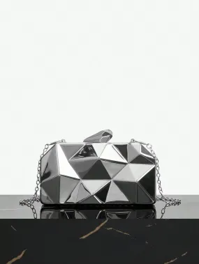 SHEIN SXY Silver Irregular Geometric Shaped Fashion Evening Bag