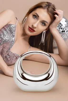Silver Acrylic Moon Shape Evening Bag / Clutch Bag