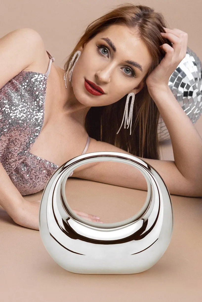 Silver Acrylic Moon Shape Evening Bag / Clutch Bag