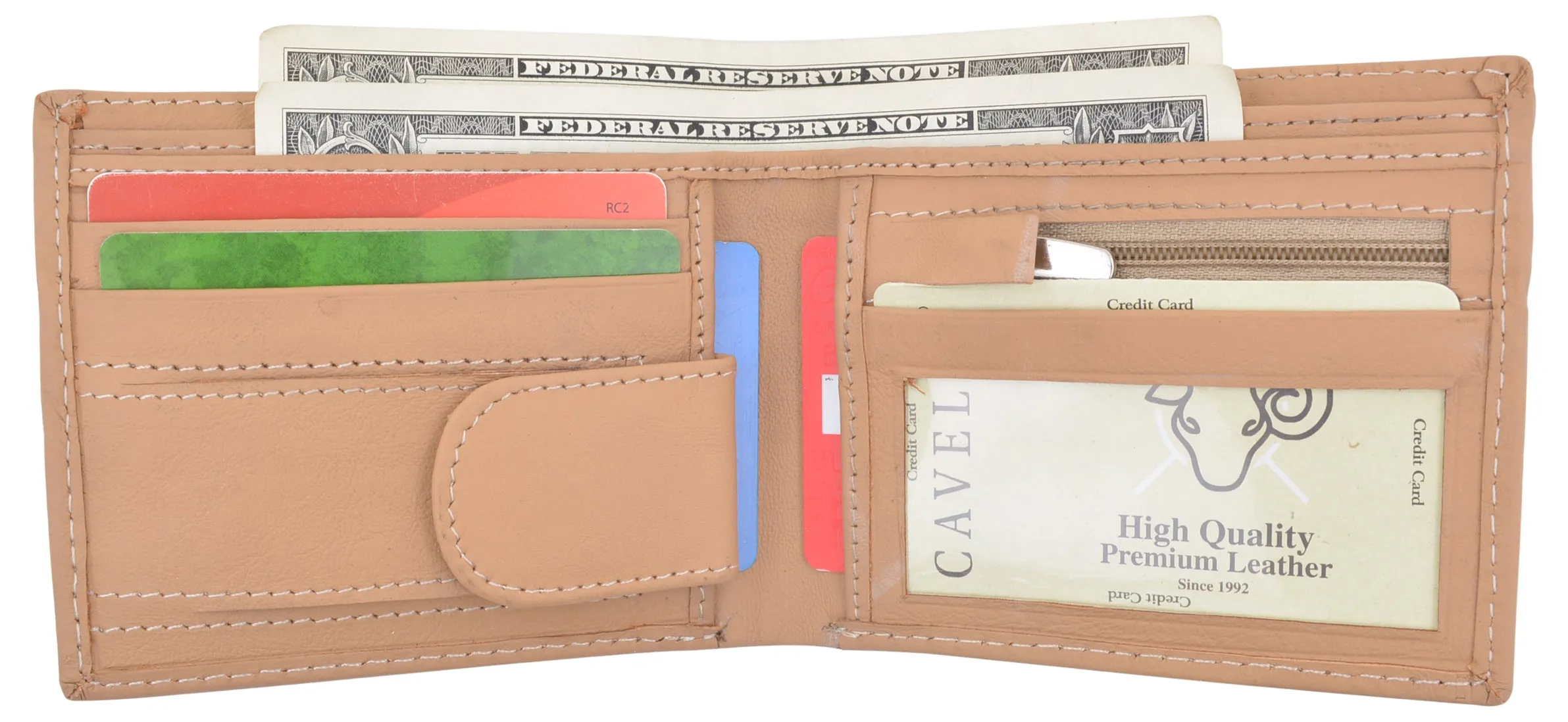 Slim Mens Bifold Wallet Premium Leather Credit Card ID Holder Key Pocket Wallet