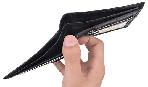 Slim Mens Bifold Wallet Premium Leather Credit Card ID Holder Key Pocket Wallet