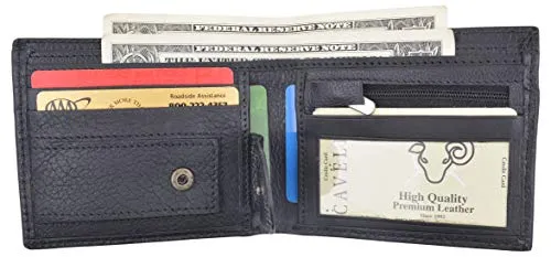 Slim Mens Bifold Wallet Premium Leather Credit Card ID Holder Key Pocket Wallet