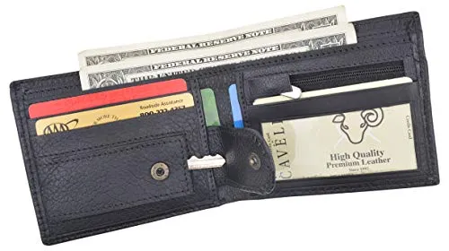 Slim Mens Bifold Wallet Premium Leather Credit Card ID Holder Key Pocket Wallet