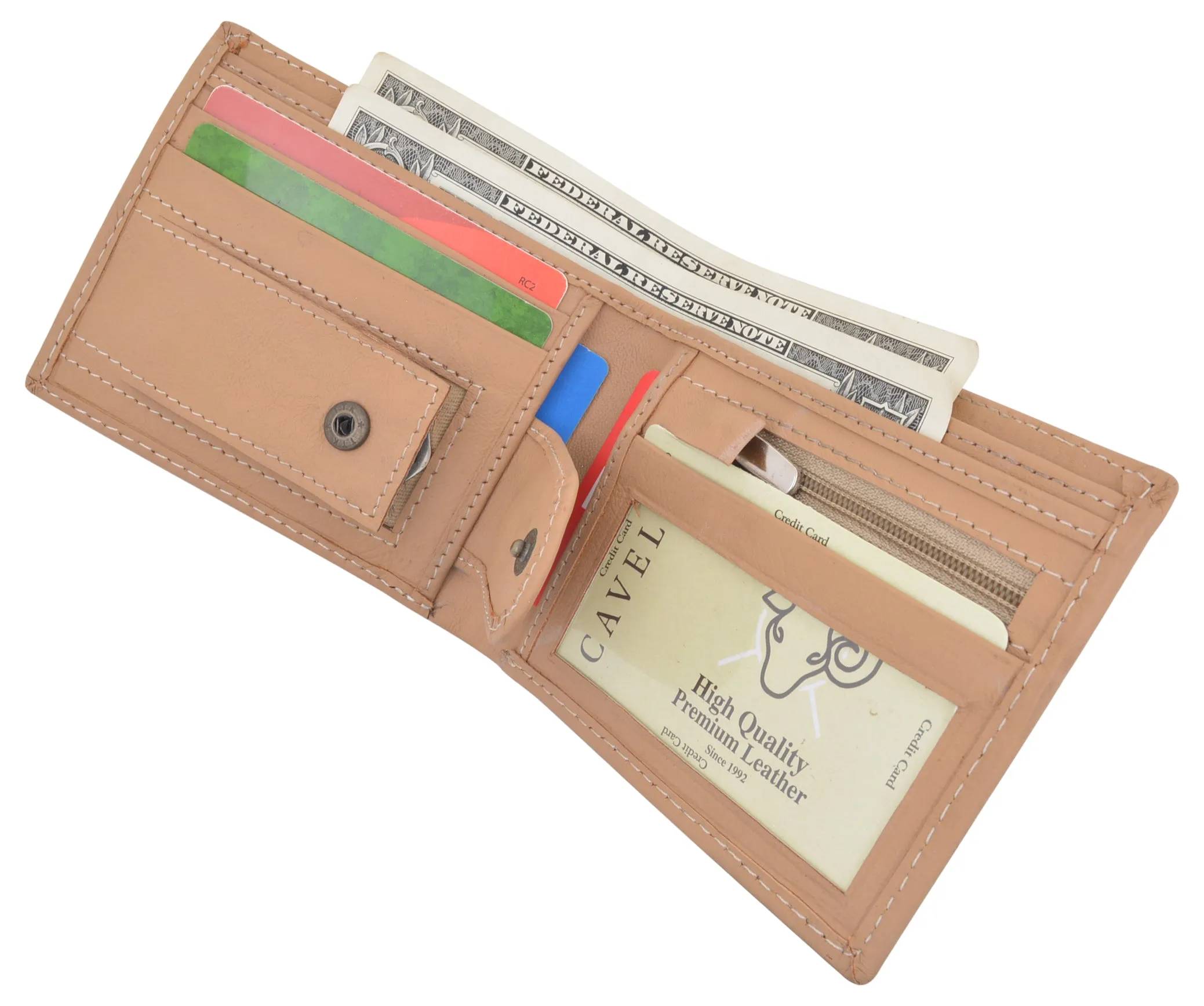 Slim Mens Bifold Wallet Premium Leather Credit Card ID Holder Key Pocket Wallet