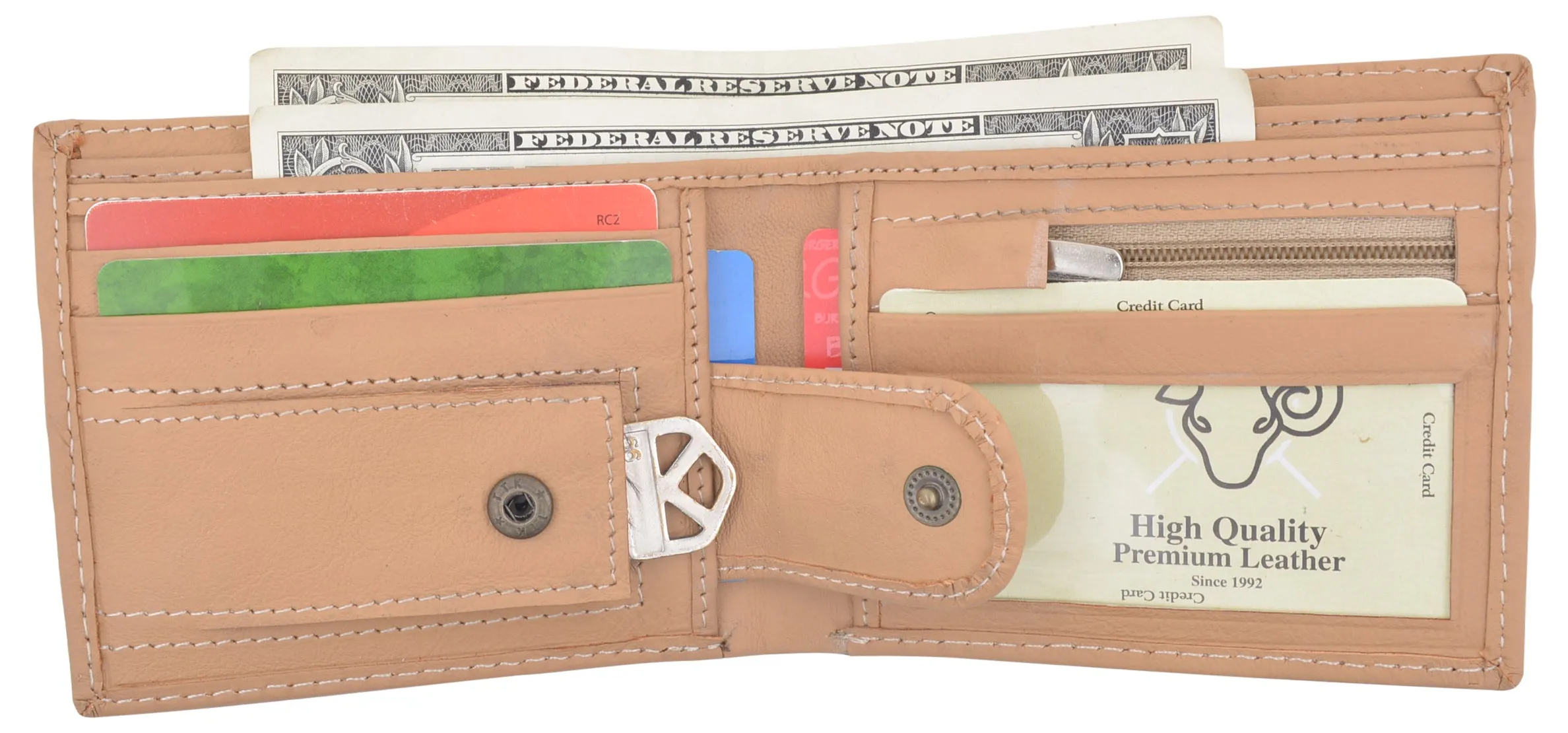 Slim Mens Bifold Wallet Premium Leather Credit Card ID Holder Key Pocket Wallet