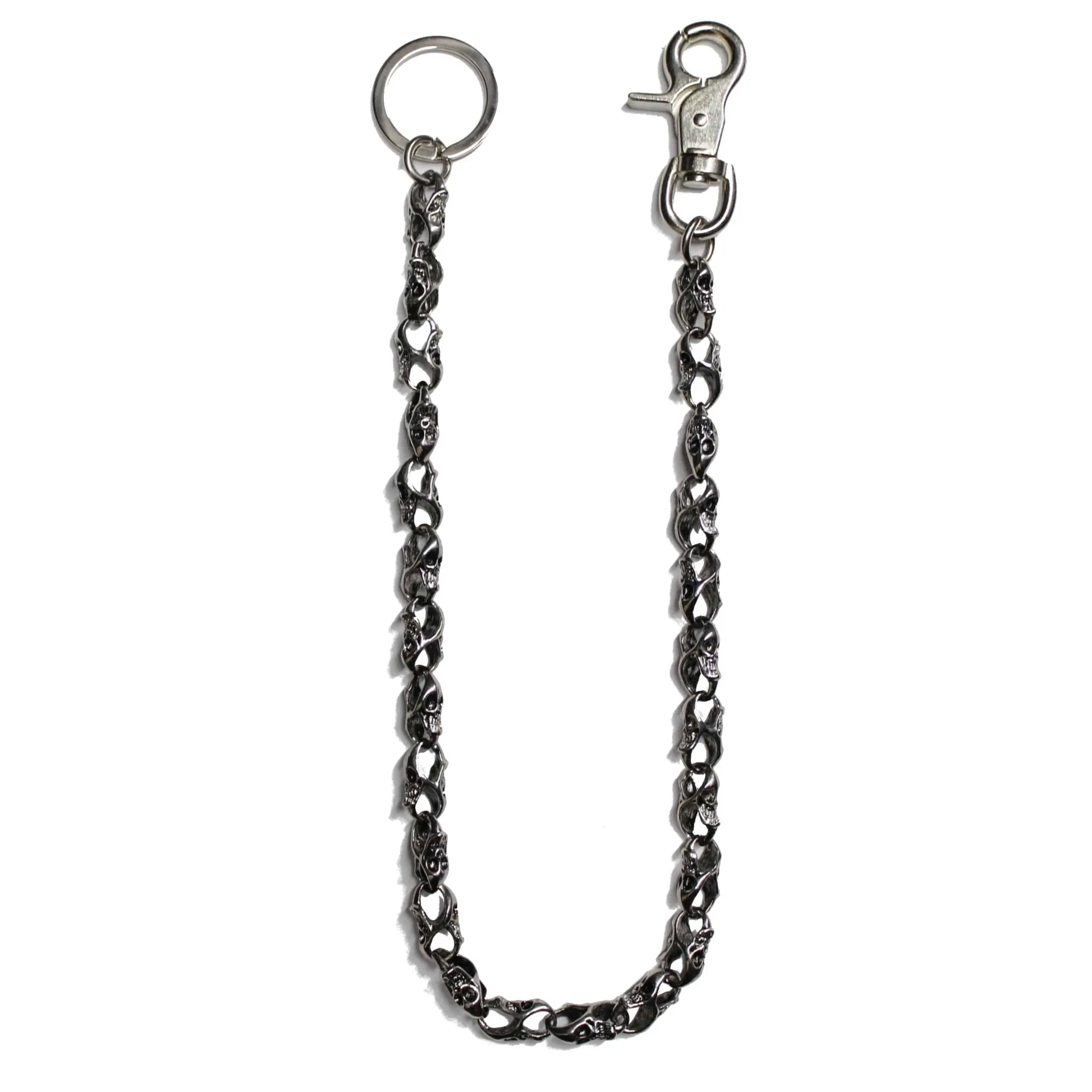Small Chrome Skull Wallet Chain 21"