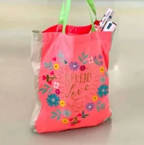 Spread The Love Shopper Embroidered Hand Made - Tote Bag