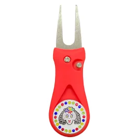 Sugar Skull Golf Ball Marker With Colored Divot Repair Tool