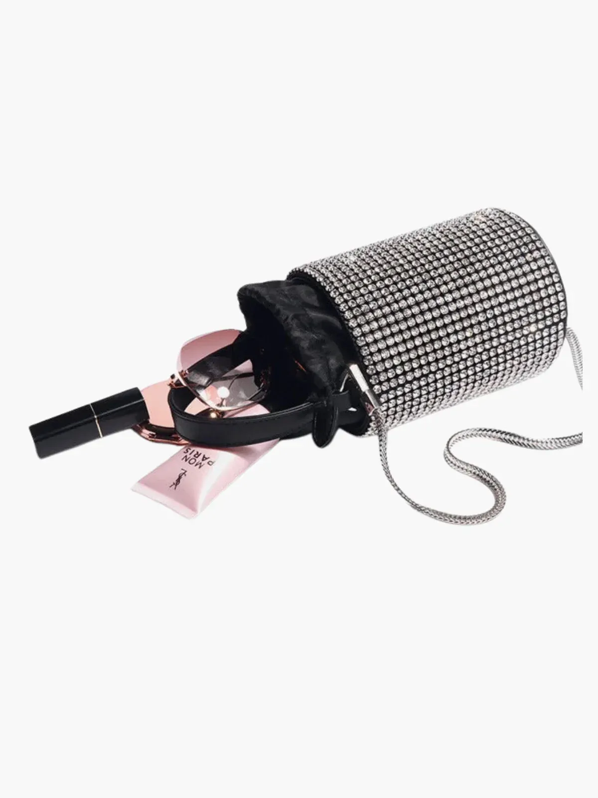 Thalia – Rhinestone mesh – Glam crystal bucket bag