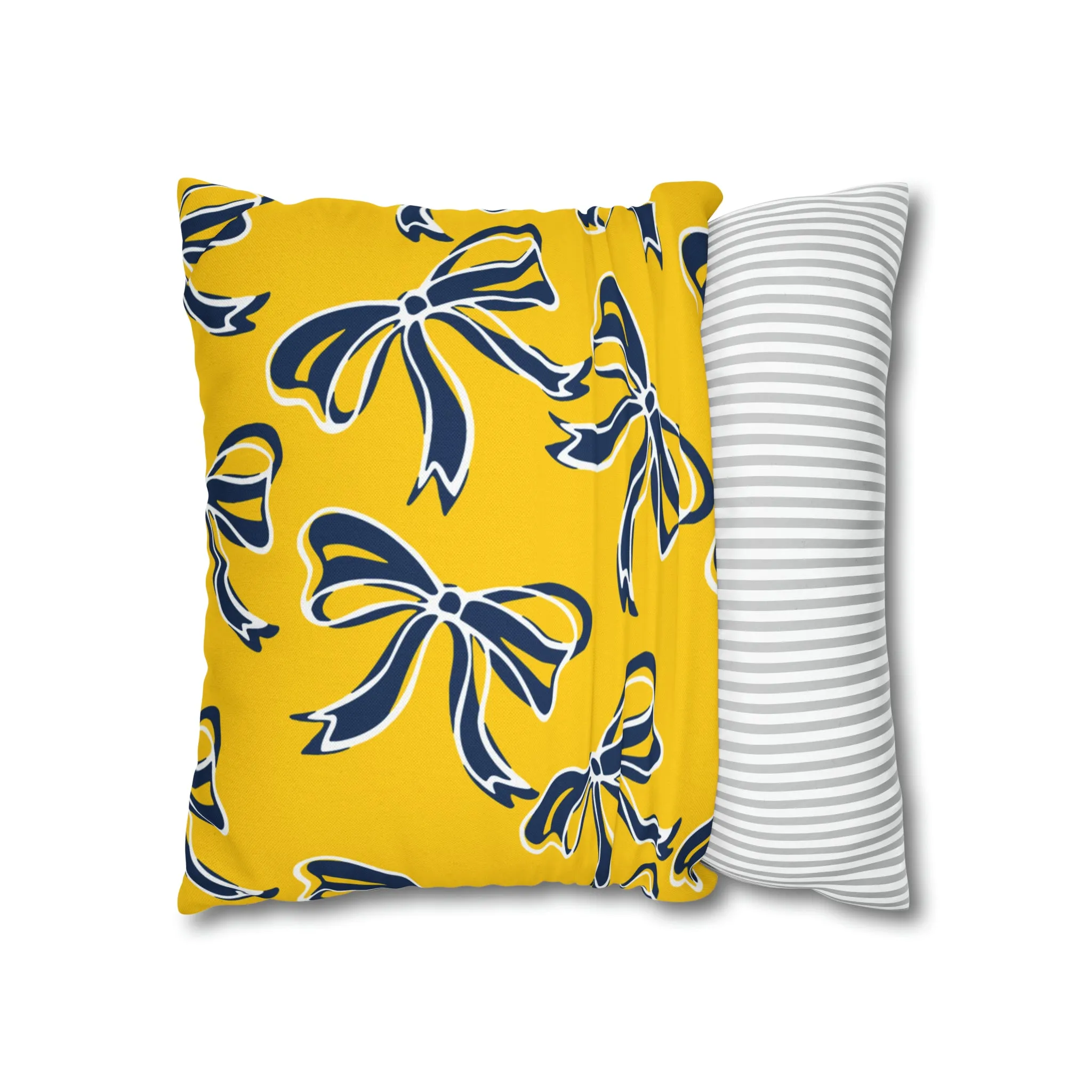 Trendy Bow College Pillow Cover - Dorm Pillow, Graduation Gift, Bed Party Gift, Acceptance Gift, College Gift, Michigan Wolverines, Bow Gift