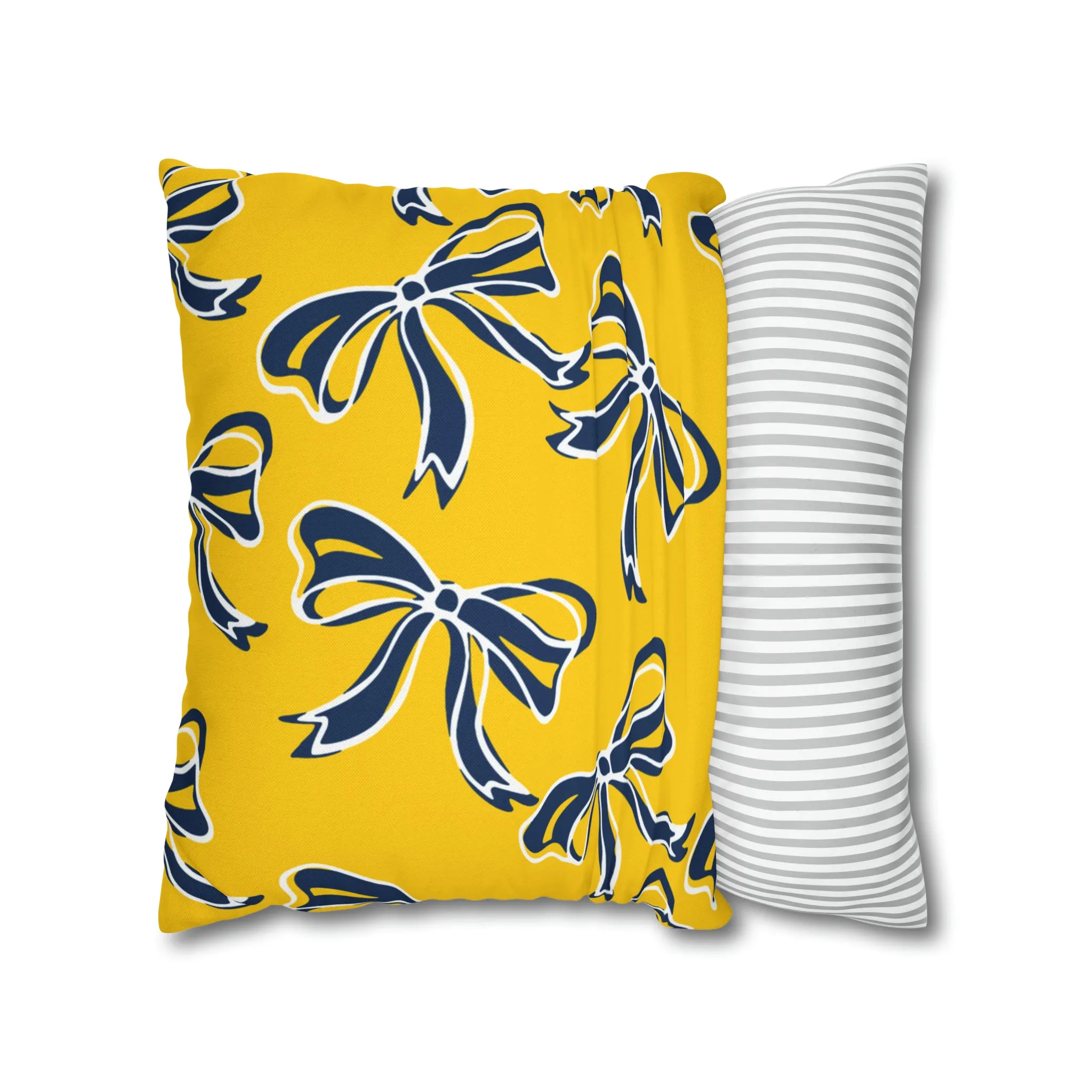 Trendy Bow College Pillow Cover - Dorm Pillow, Graduation Gift, Bed Party Gift, Acceptance Gift, College Gift, Michigan Wolverines, Bow Gift