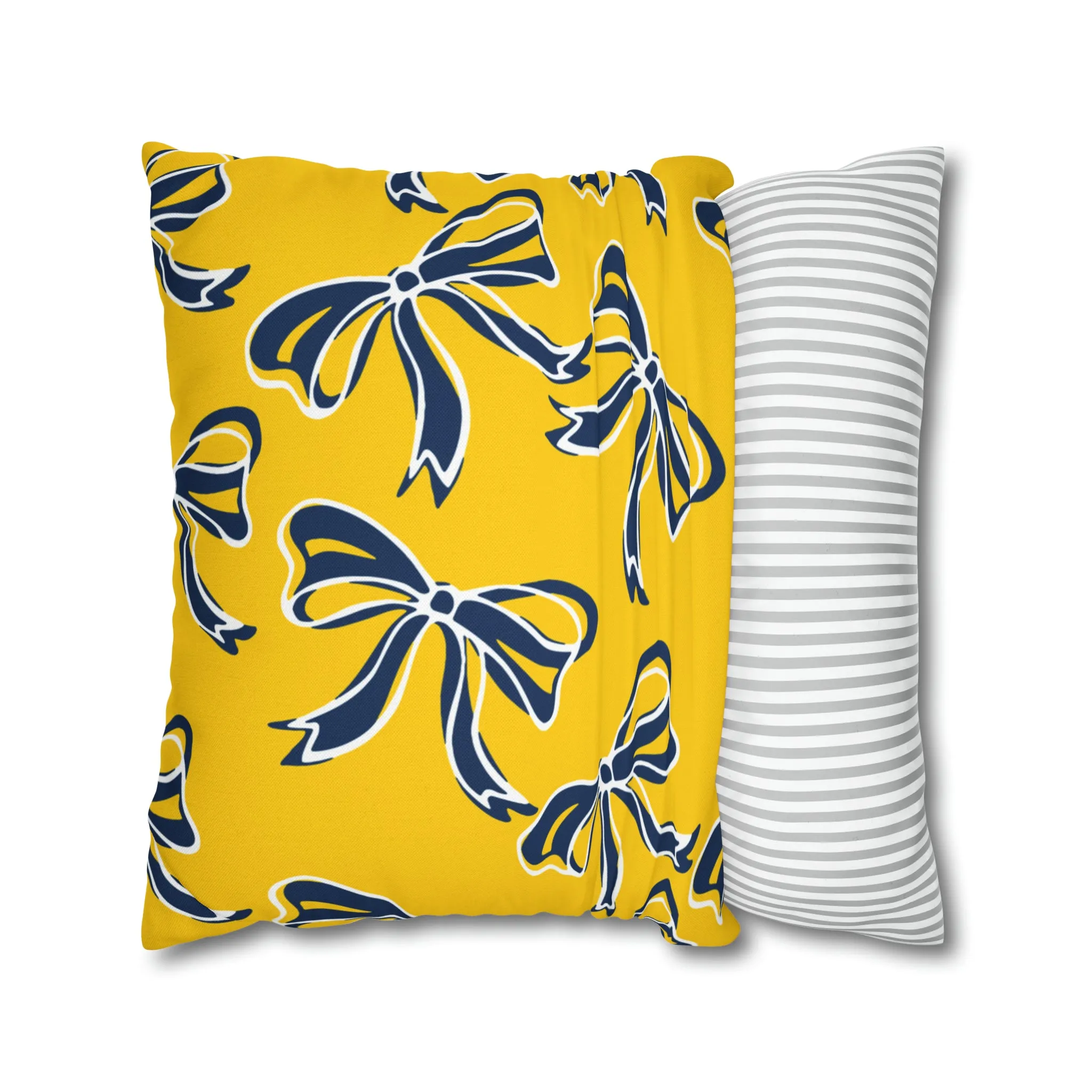 Trendy Bow College Pillow Cover - Dorm Pillow, Graduation Gift, Bed Party Gift, Acceptance Gift, College Gift, Michigan Wolverines, Bow Gift