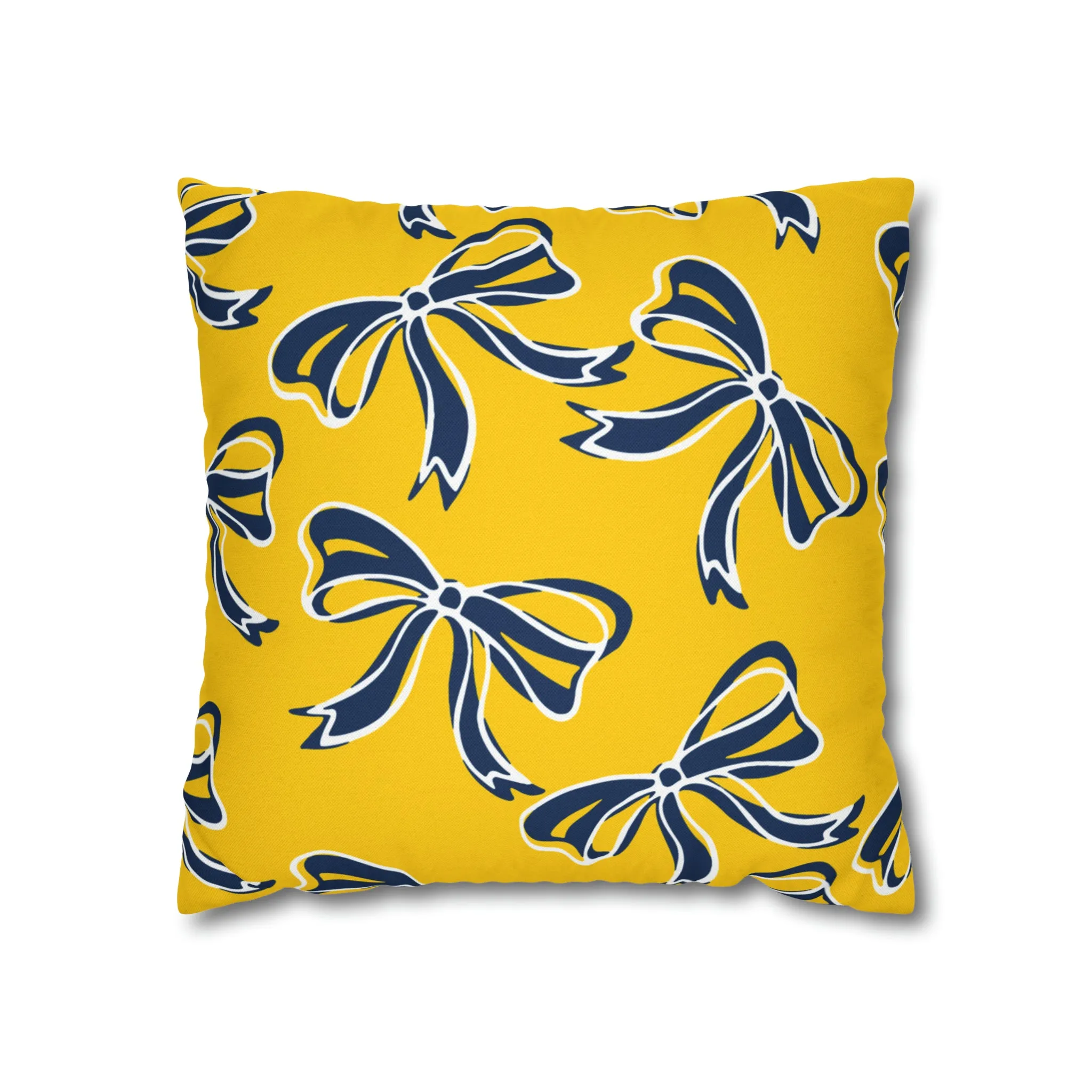 Trendy Bow College Pillow Cover - Dorm Pillow, Graduation Gift, Bed Party Gift, Acceptance Gift, College Gift, Michigan Wolverines, Bow Gift