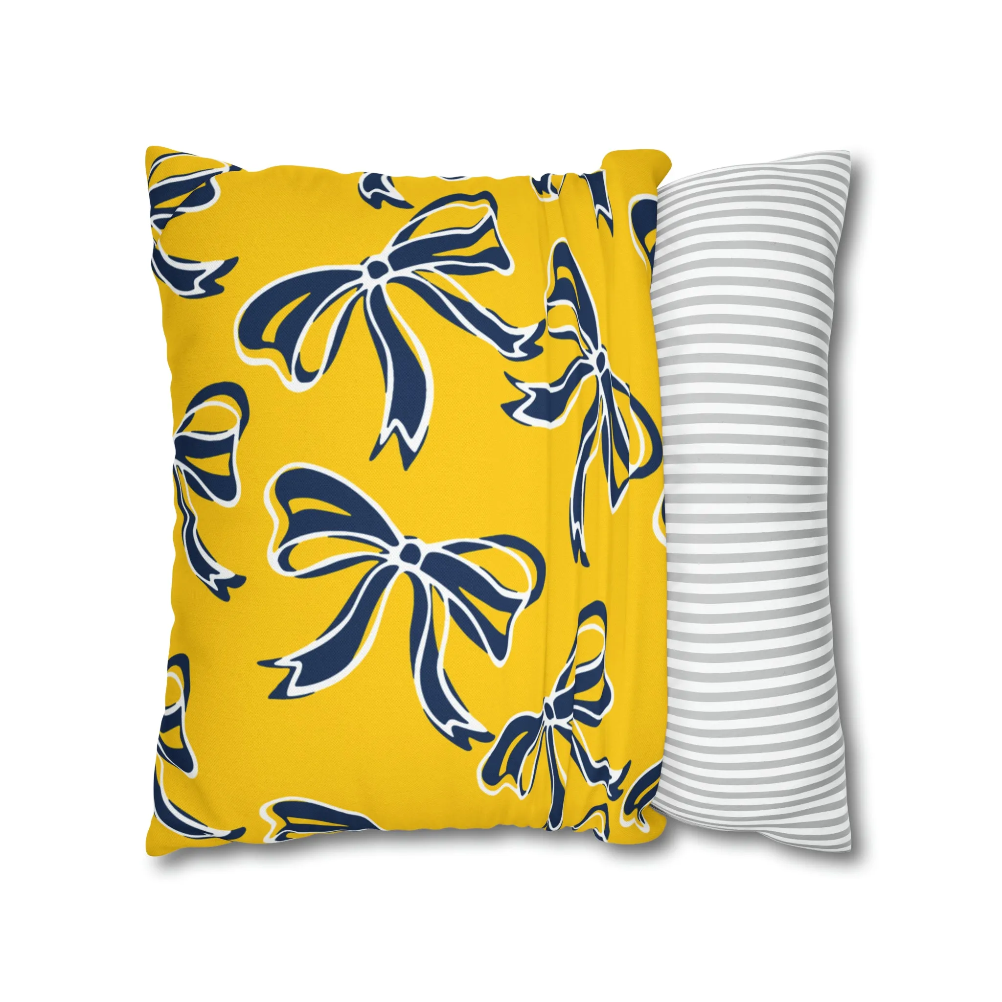 Trendy Bow College Pillow Cover - Dorm Pillow, Graduation Gift, Bed Party Gift, Acceptance Gift, College Gift, Michigan Wolverines, Bow Gift