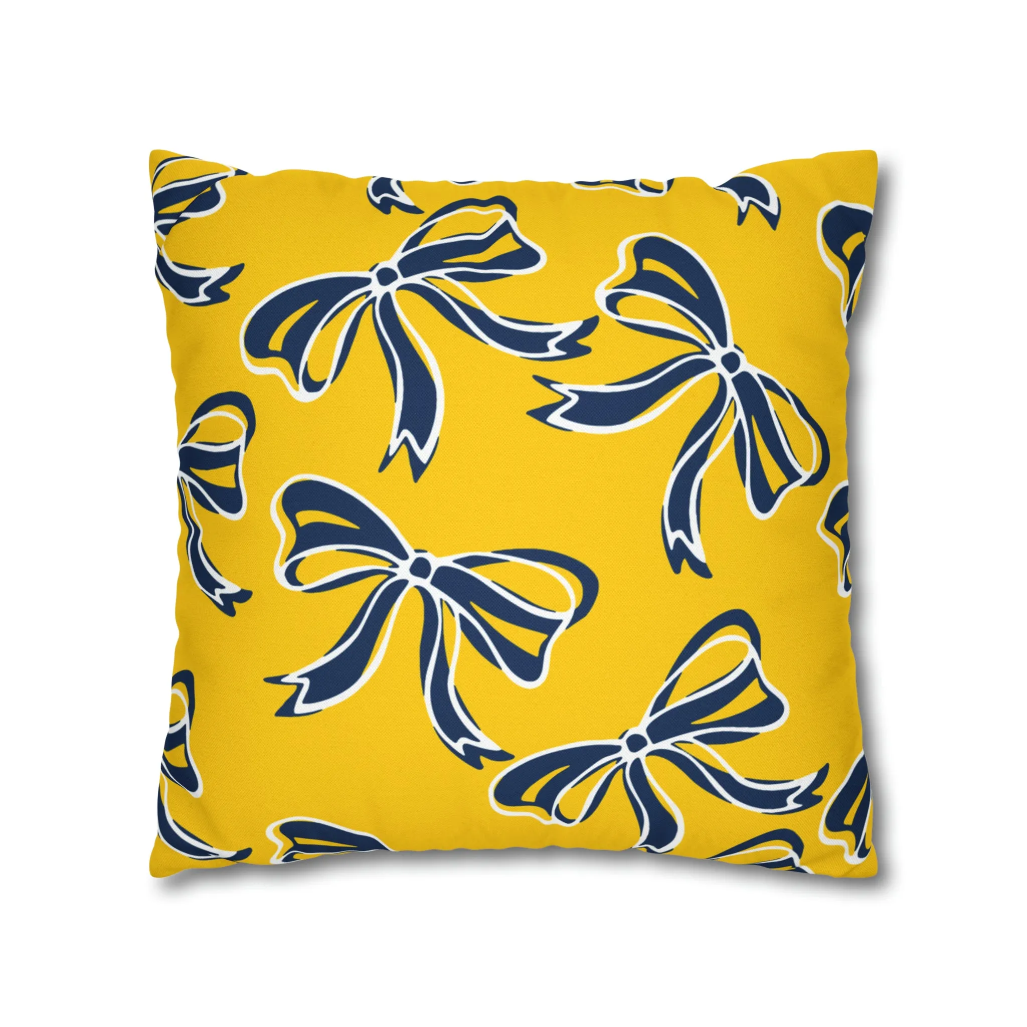Trendy Bow College Pillow Cover - Dorm Pillow, Graduation Gift, Bed Party Gift, Acceptance Gift, College Gift, Michigan Wolverines, Bow Gift
