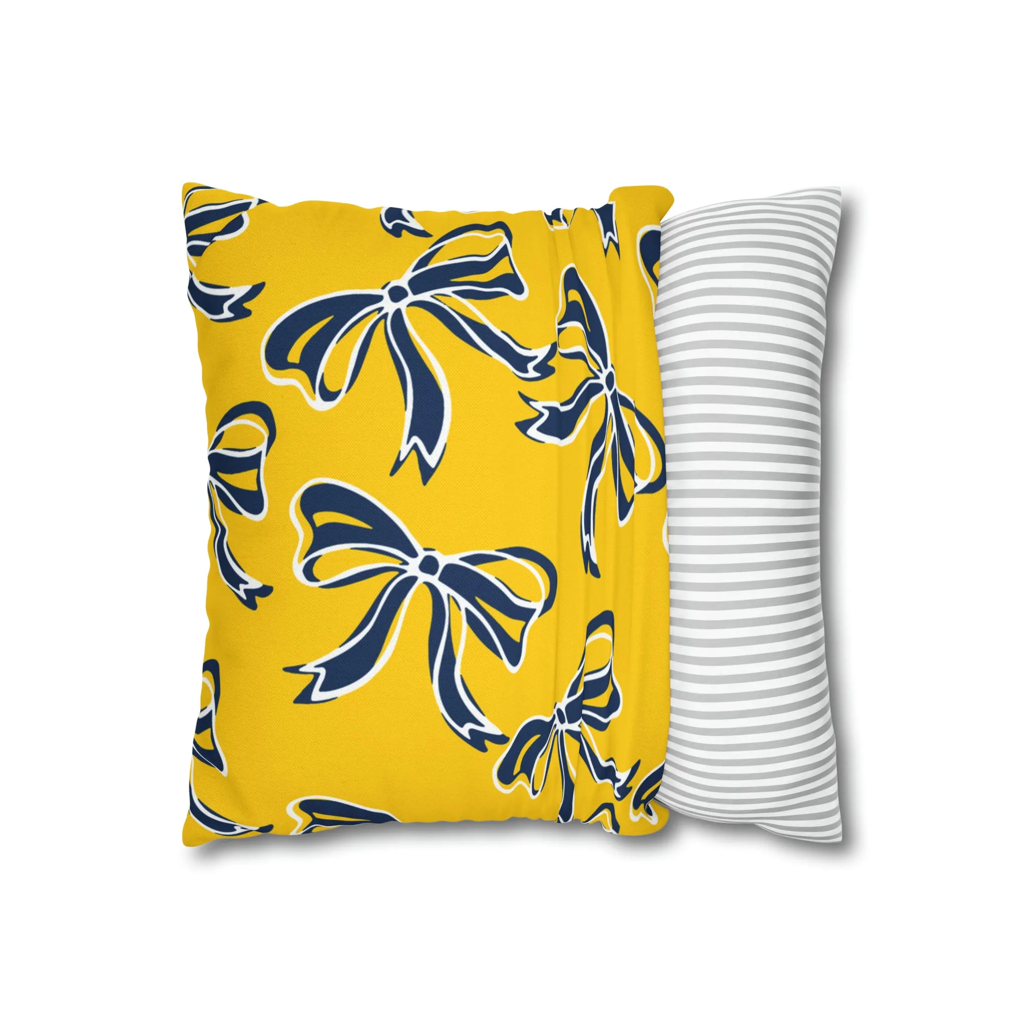 Trendy Bow College Pillow Cover - Dorm Pillow, Graduation Gift, Bed Party Gift, Acceptance Gift, College Gift, Michigan Wolverines, Bow Gift