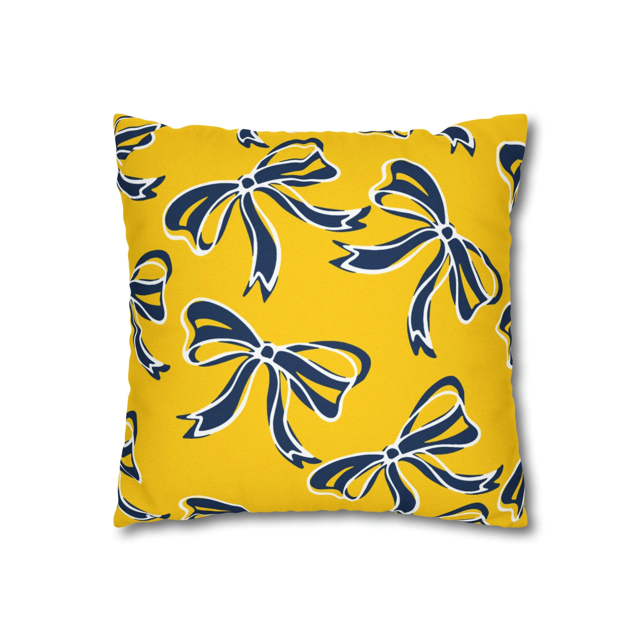 Trendy Bow College Pillow Cover - Dorm Pillow, Graduation Gift, Bed Party Gift, Acceptance Gift, College Gift, Michigan Wolverines, Bow Gift