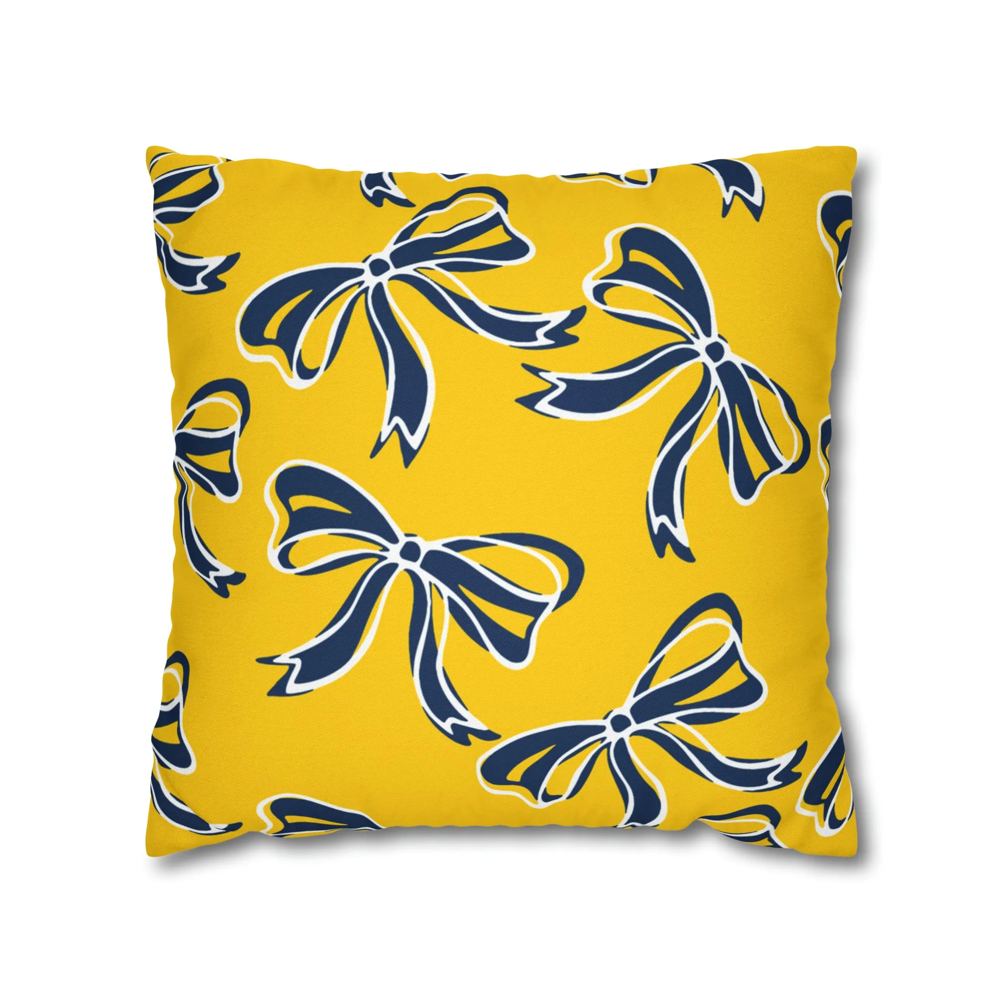 Trendy Bow College Pillow Cover - Dorm Pillow, Graduation Gift, Bed Party Gift, Acceptance Gift, College Gift, Michigan Wolverines, Bow Gift