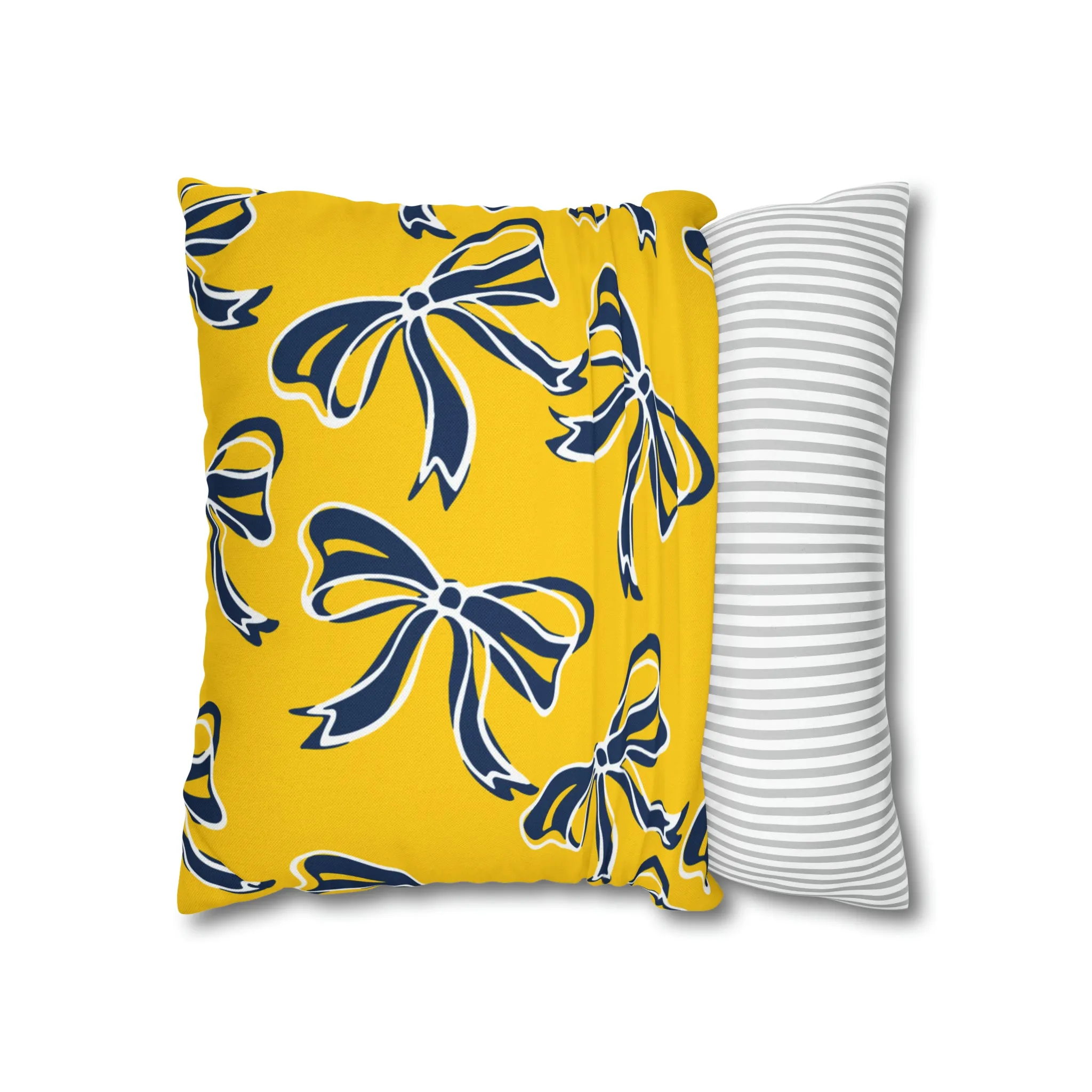 Trendy Bow College Pillow Cover - Dorm Pillow, Graduation Gift, Bed Party Gift, Acceptance Gift, College Gift, Michigan Wolverines, Bow Gift