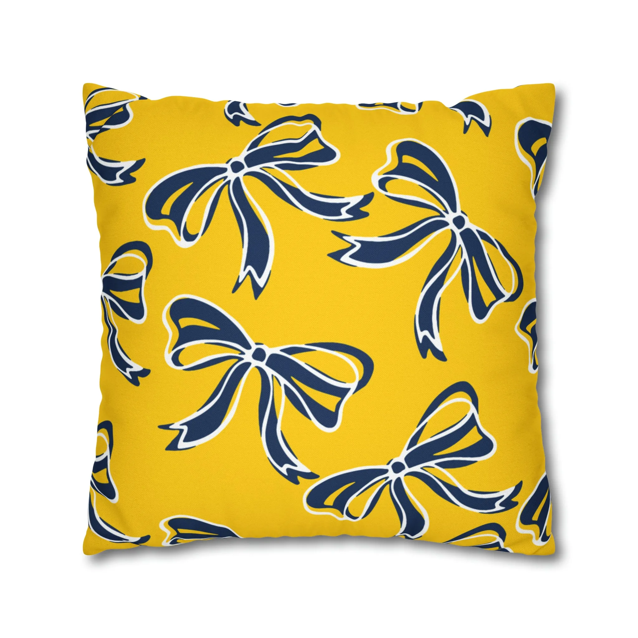Trendy Bow College Pillow Cover - Dorm Pillow, Graduation Gift, Bed Party Gift, Acceptance Gift, College Gift, Michigan Wolverines, Bow Gift