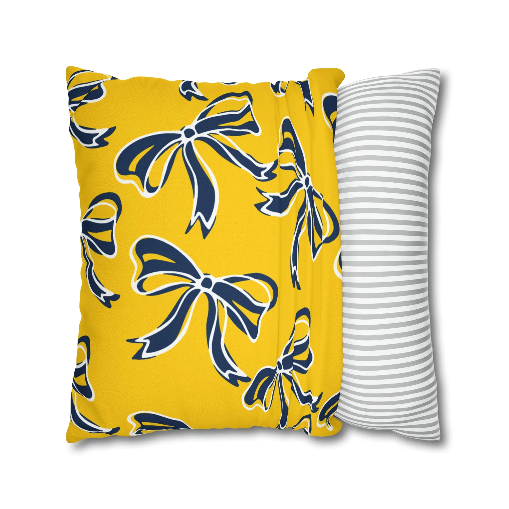 Trendy Bow College Pillow Cover - Dorm Pillow, Graduation Gift, Bed Party Gift, Acceptance Gift, College Gift, Michigan Wolverines, Bow Gift