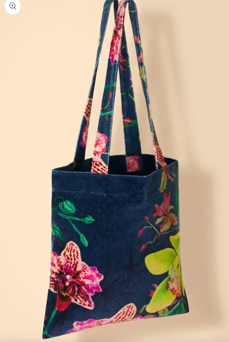 Velvet Tote Bag - Exotic Evening in Ink