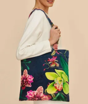 Velvet Tote Bag - Exotic Evening in Ink