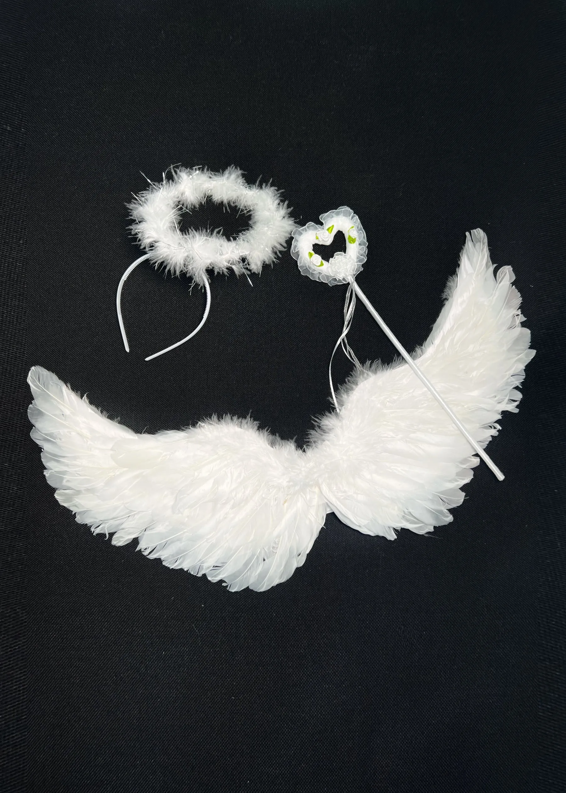 Wings, Halo and Wand 3 Piece Angel Set - White