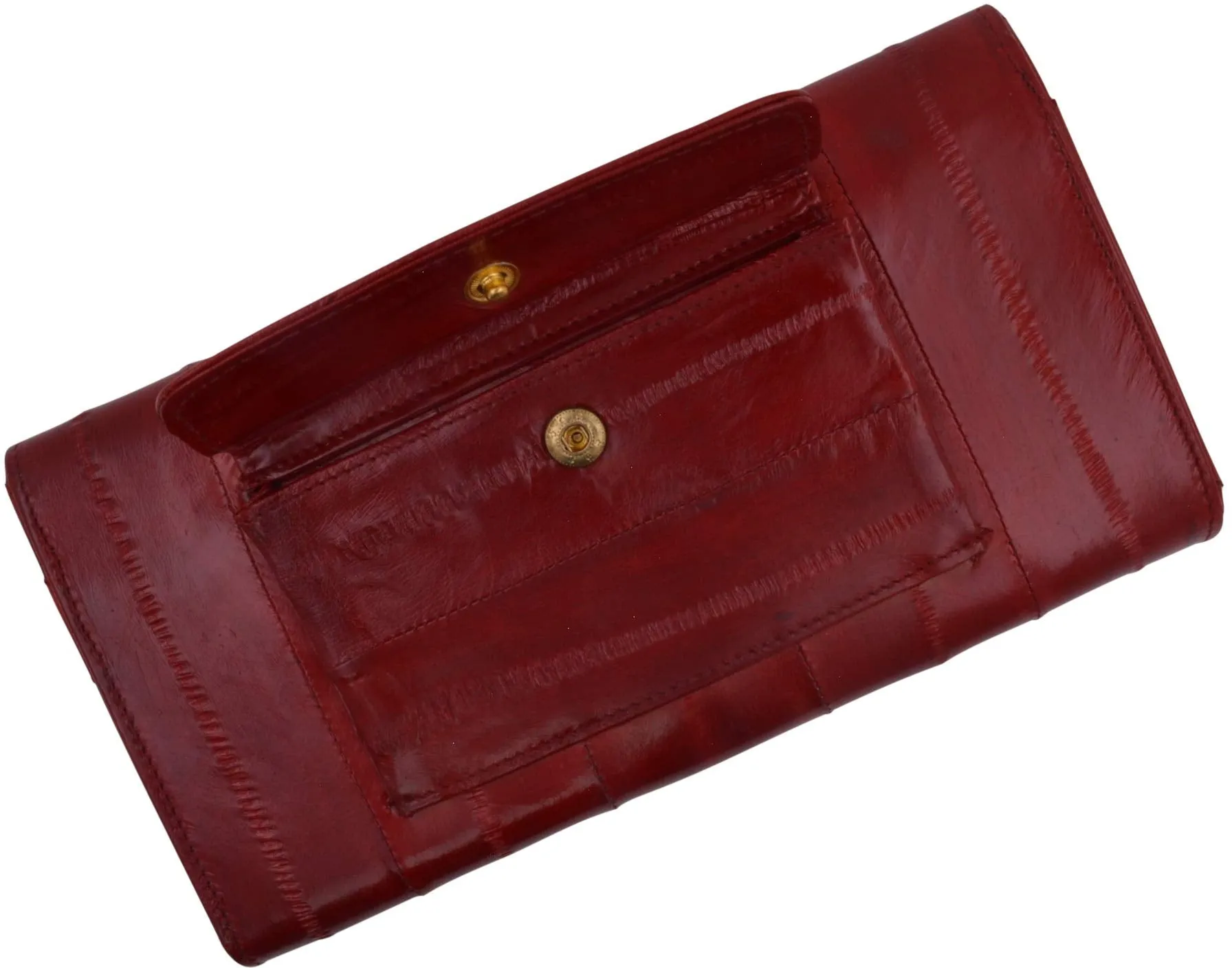 Women's Deluxe Eel Skin Leather Card ID Removable Checkbook Holder Wallet with Coin Pouch