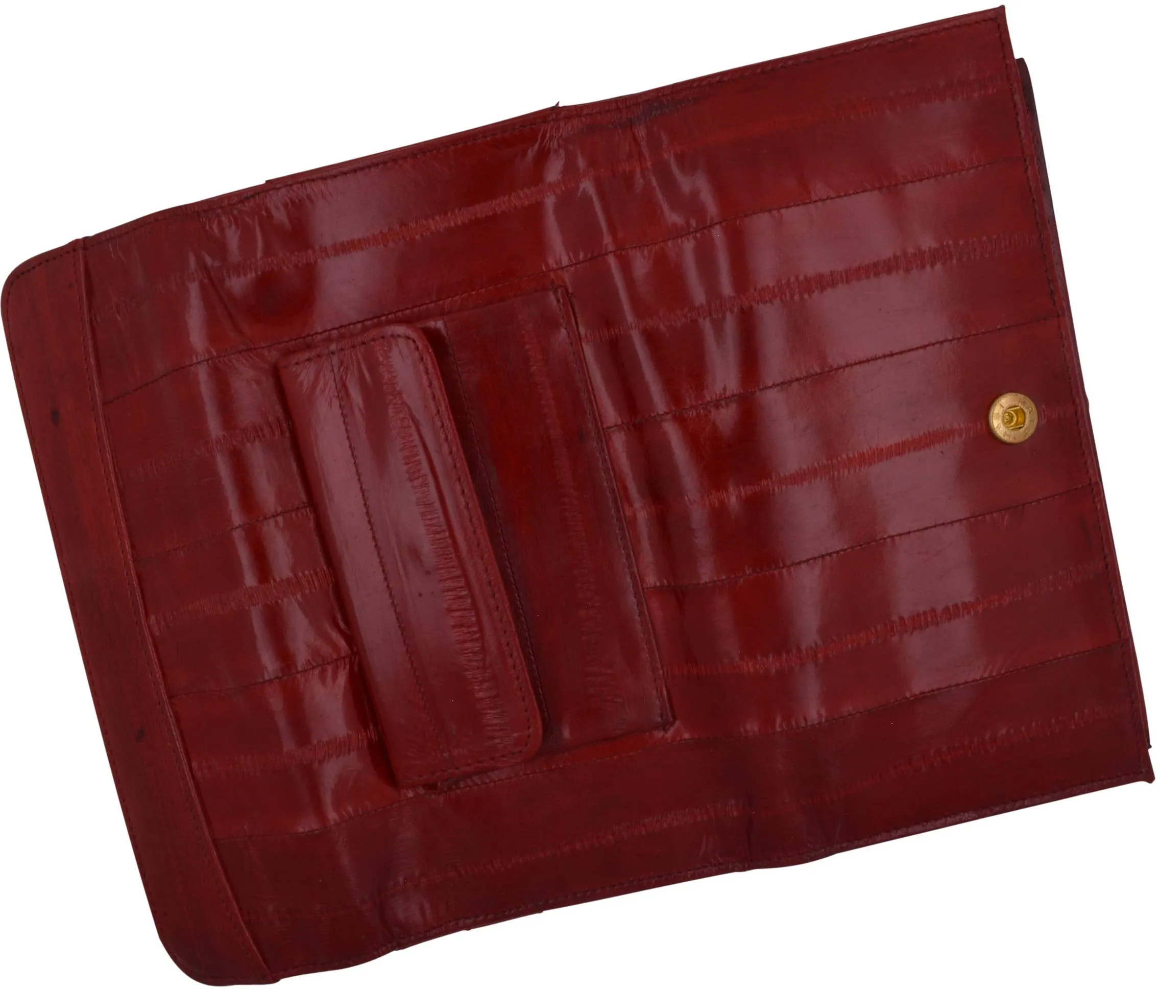 Women's Deluxe Eel Skin Leather Card ID Removable Checkbook Holder Wallet with Coin Pouch
