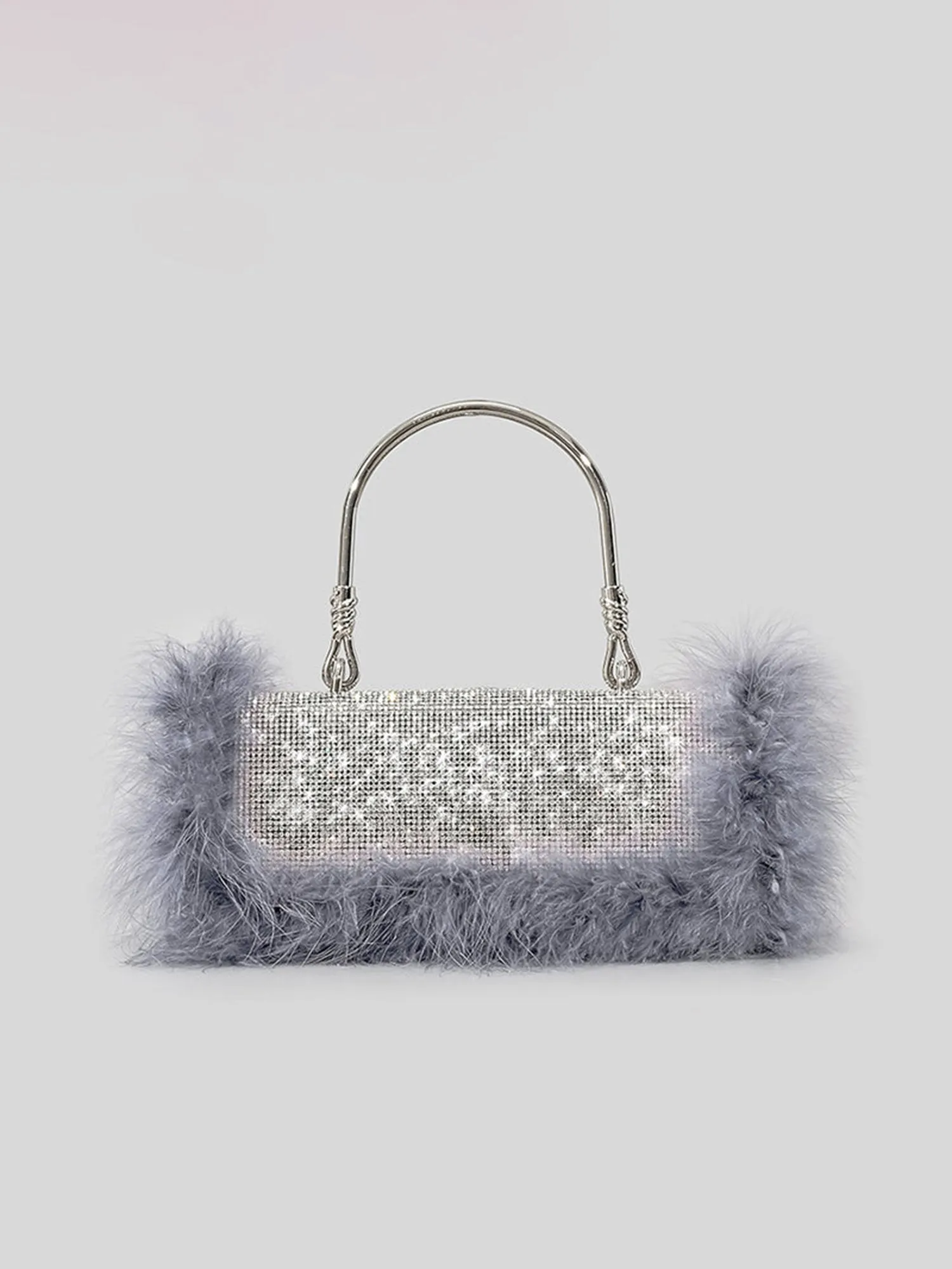 Women’s Furry Rhionestones Evening Clutch Bags