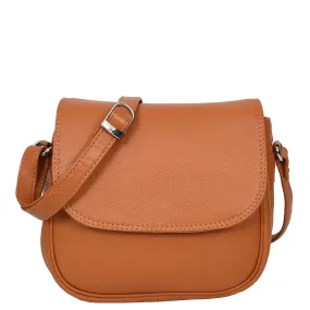 Womens Real Leather Small Crossbody Bag Classic Organiser Multi Pockets Kiera Tan