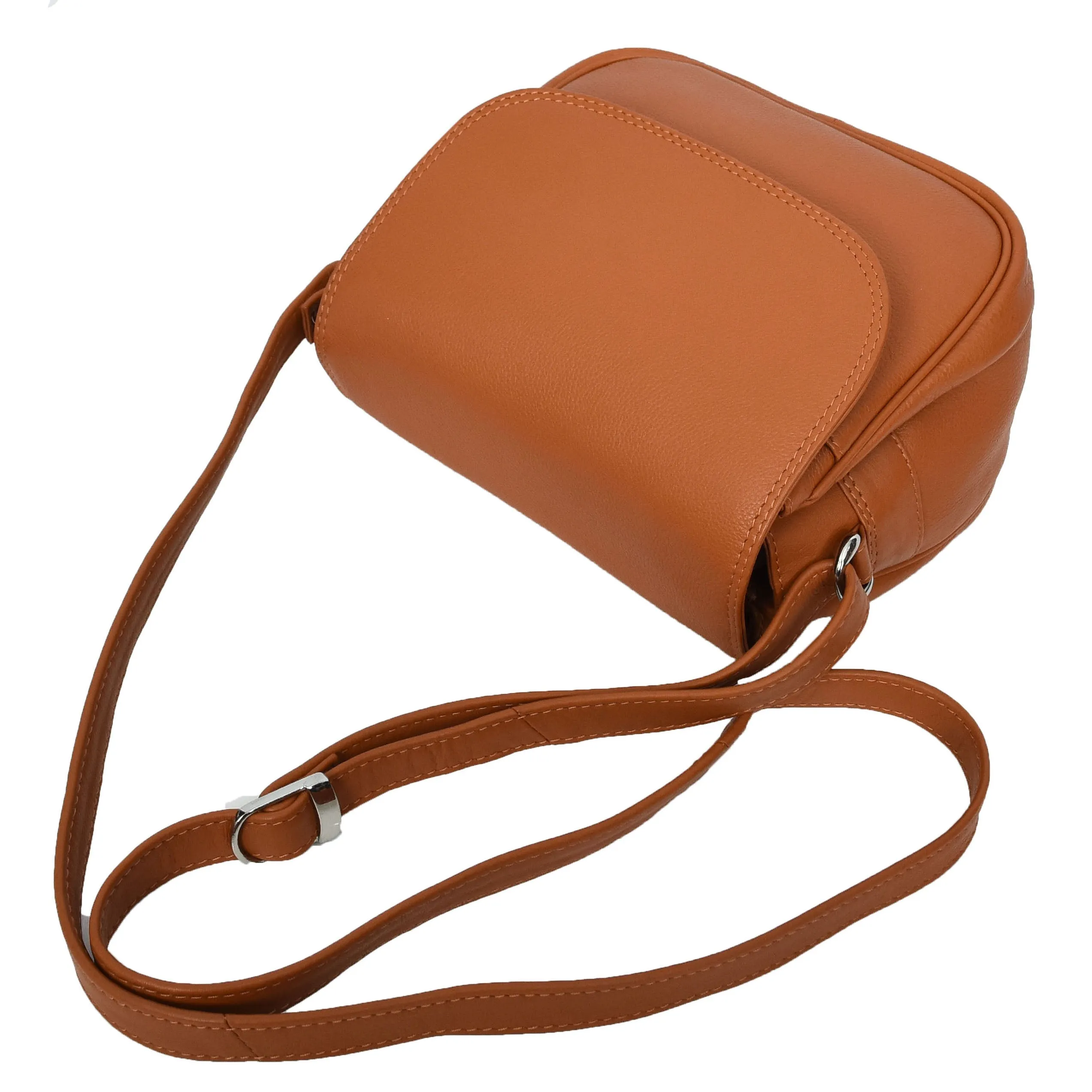 Womens Real Leather Small Crossbody Bag Classic Organiser Multi Pockets Kiera Tan