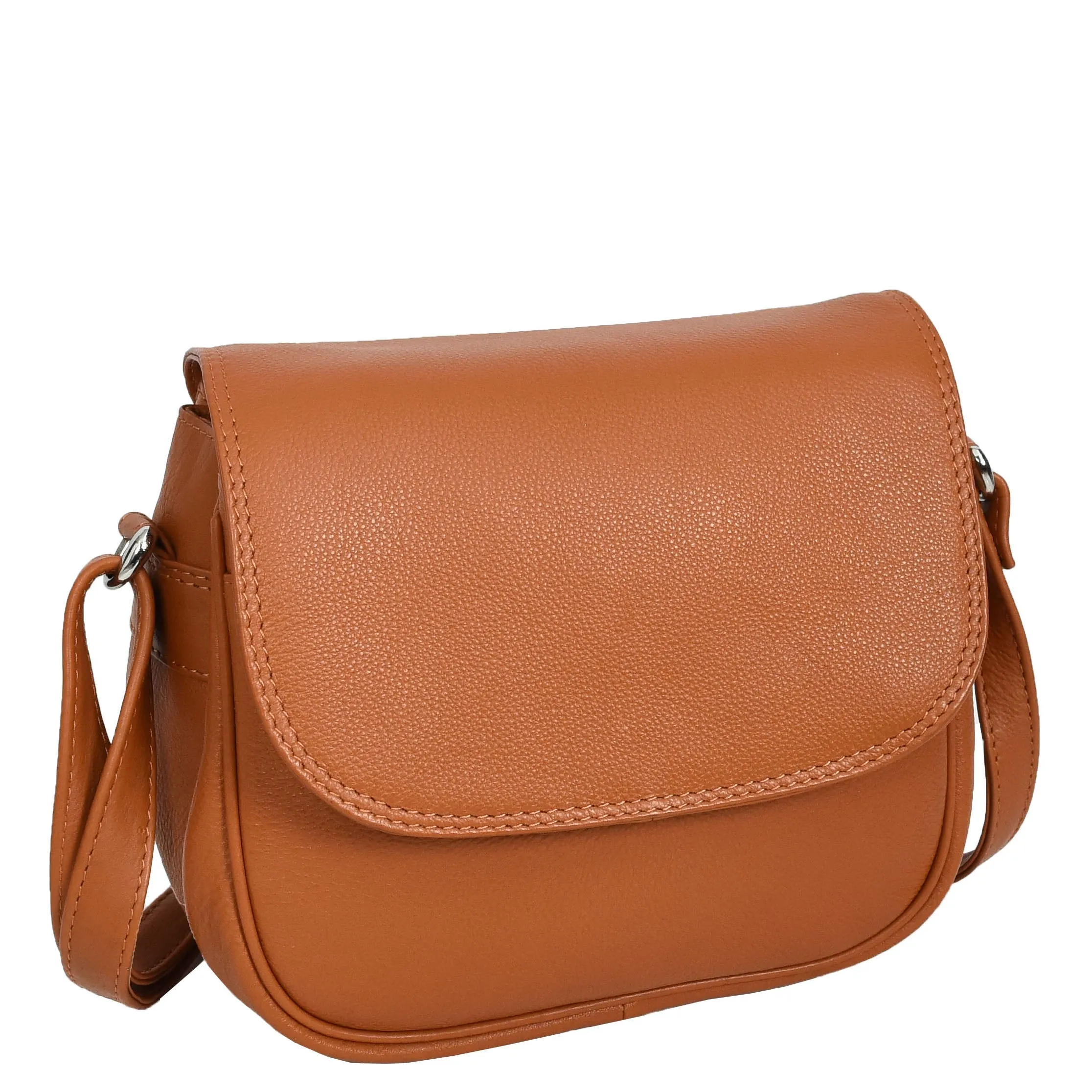 Womens Real Leather Small Crossbody Bag Classic Organiser Multi Pockets Kiera Tan