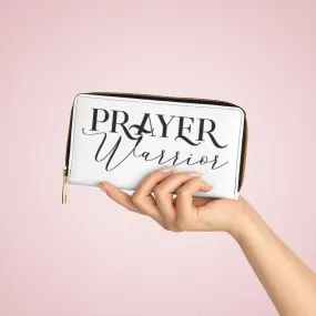 Wristlet Phone Wallet, White and Black Prayer Warrior Graphic Purse