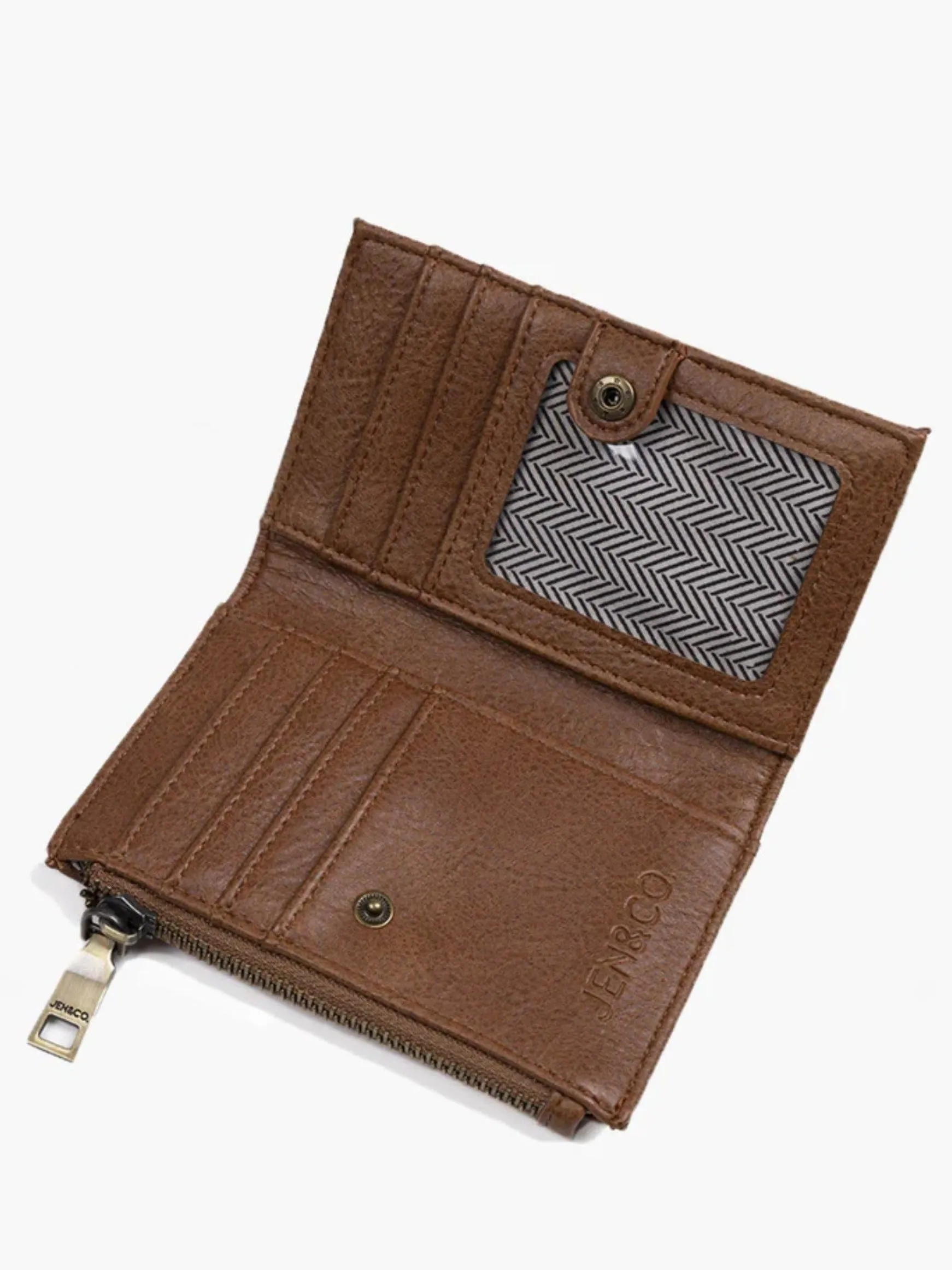 Zara RFID Zip Top Wallet, Brown