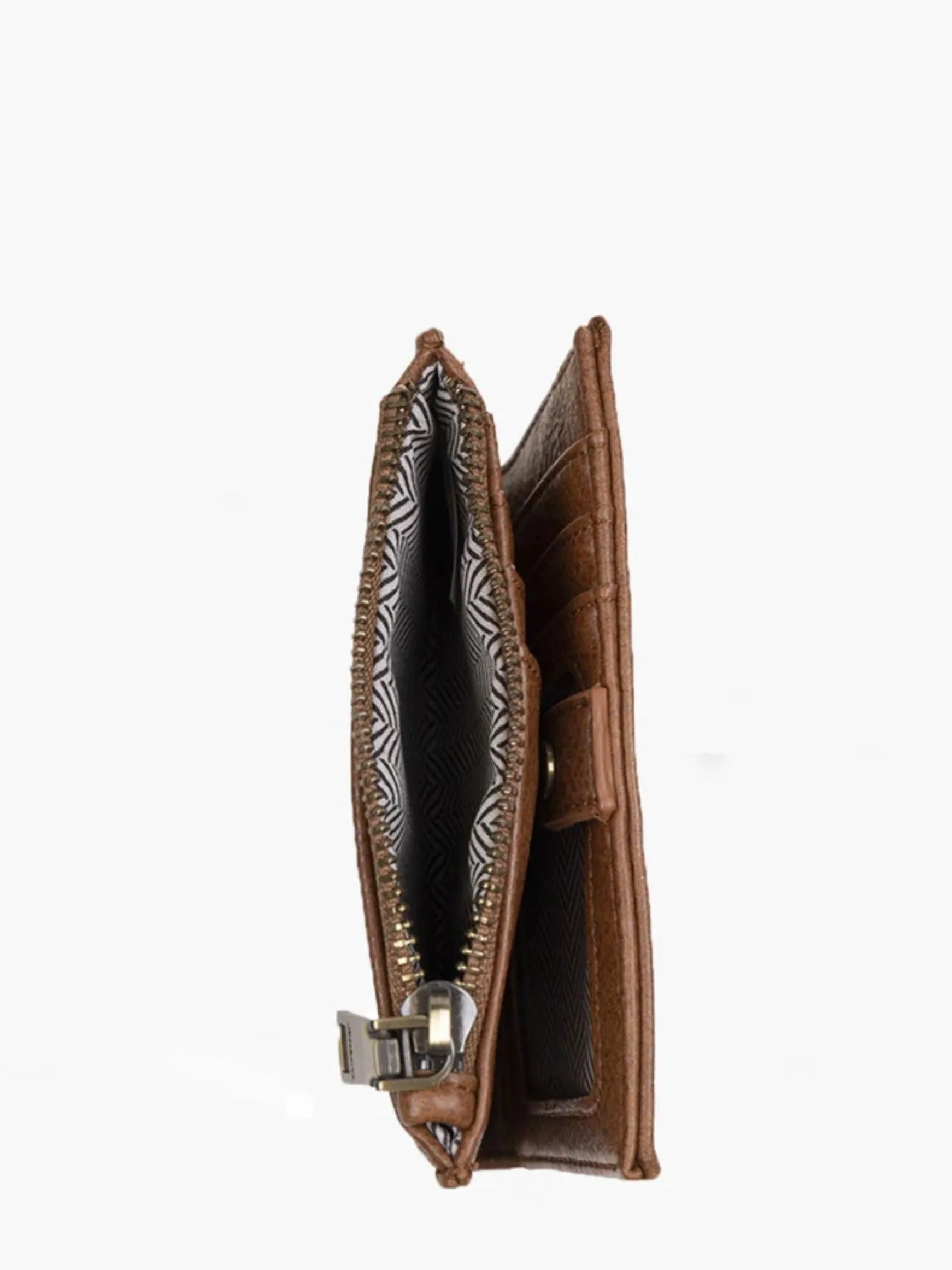 Zara RFID Zip Top Wallet, Brown