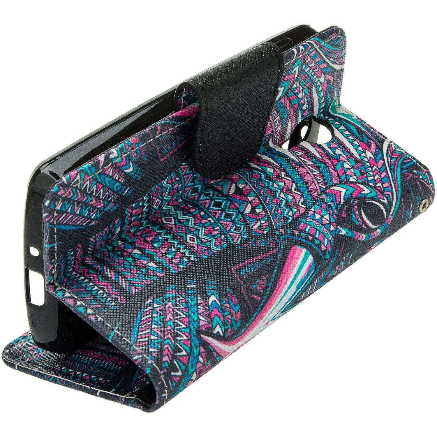 ZTE Ultra Case | ZTE Quest | ZTE Uhura Case, Wrist Strap Magnetic Flip Fold[Kickstand] Pu Leather Wallet Case with ID & Credit Card Slots for ZTE Ultra/Quest/Uhura - Tribal Elephant